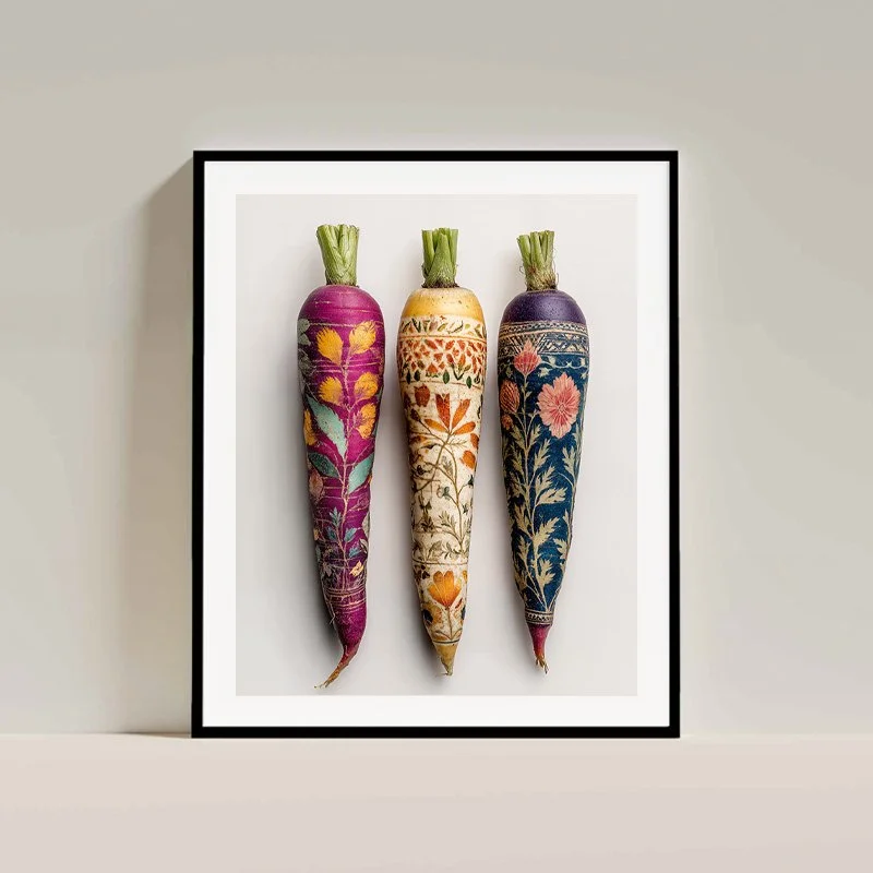 The Harvest Atelier - fine art print - charlie moon - L'artisan Carrots - interior framed.jpg