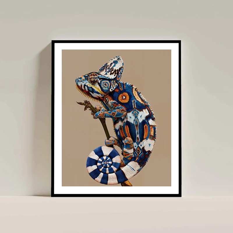 Hidden Botanica - art print high quality HD, Modern Art - charlie moon - The Chameleon -framed.jpg