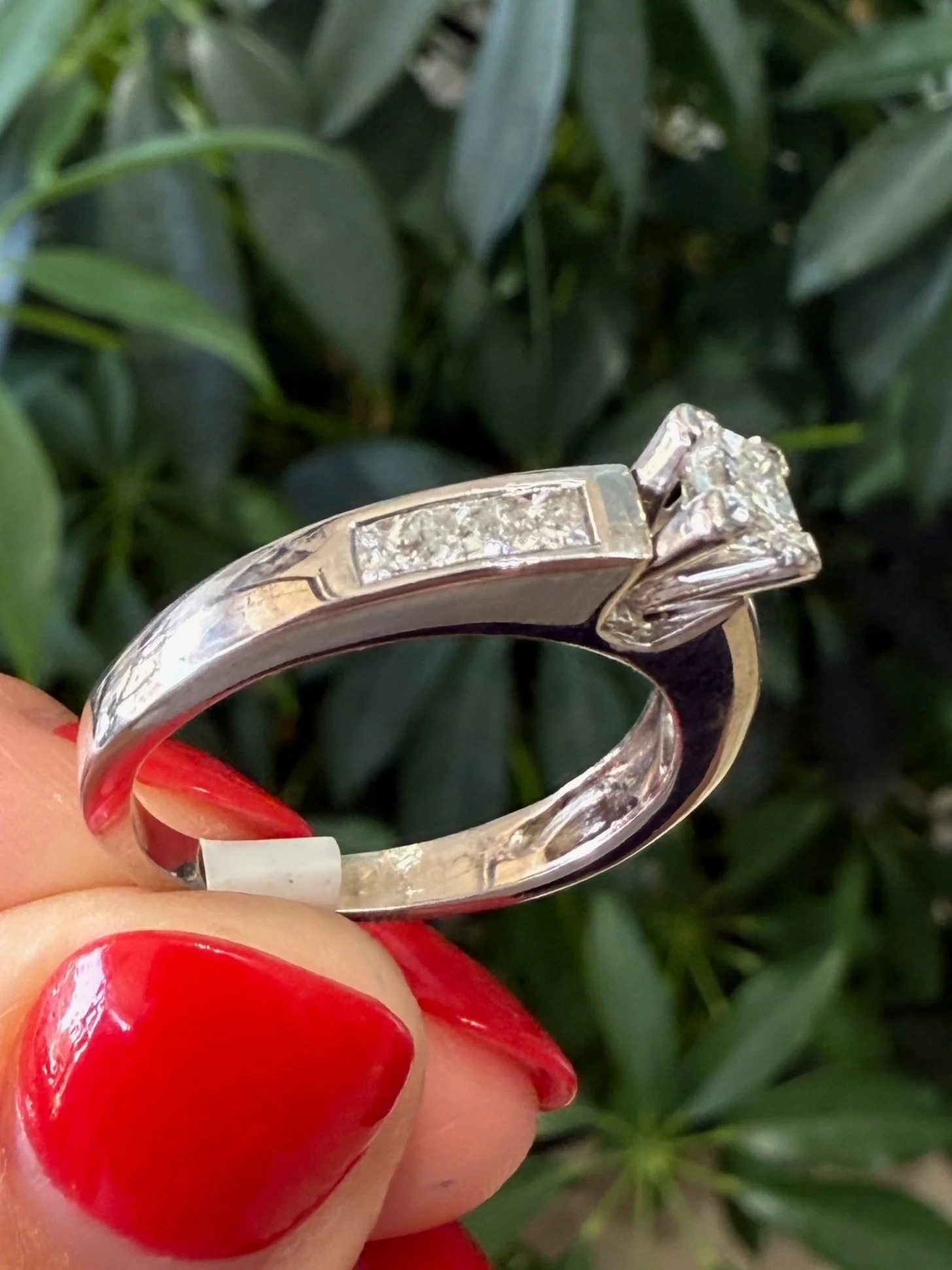 14k White Gold Princess Cut 1CT Diamond Ring- Size 8.25