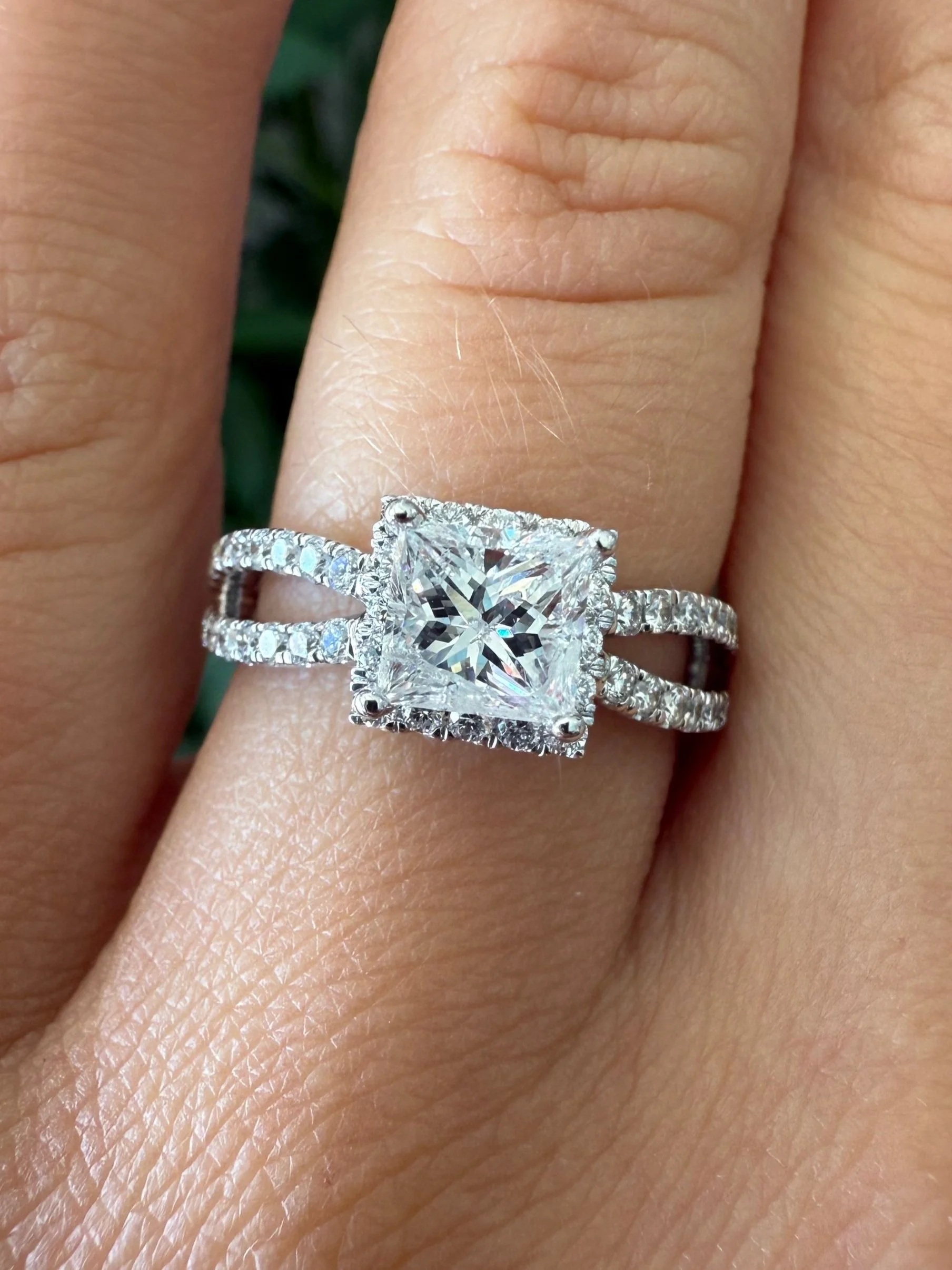 14k White Gold Princess Cut Clarity Enhanced 2CT Diamond Ring- Size 7