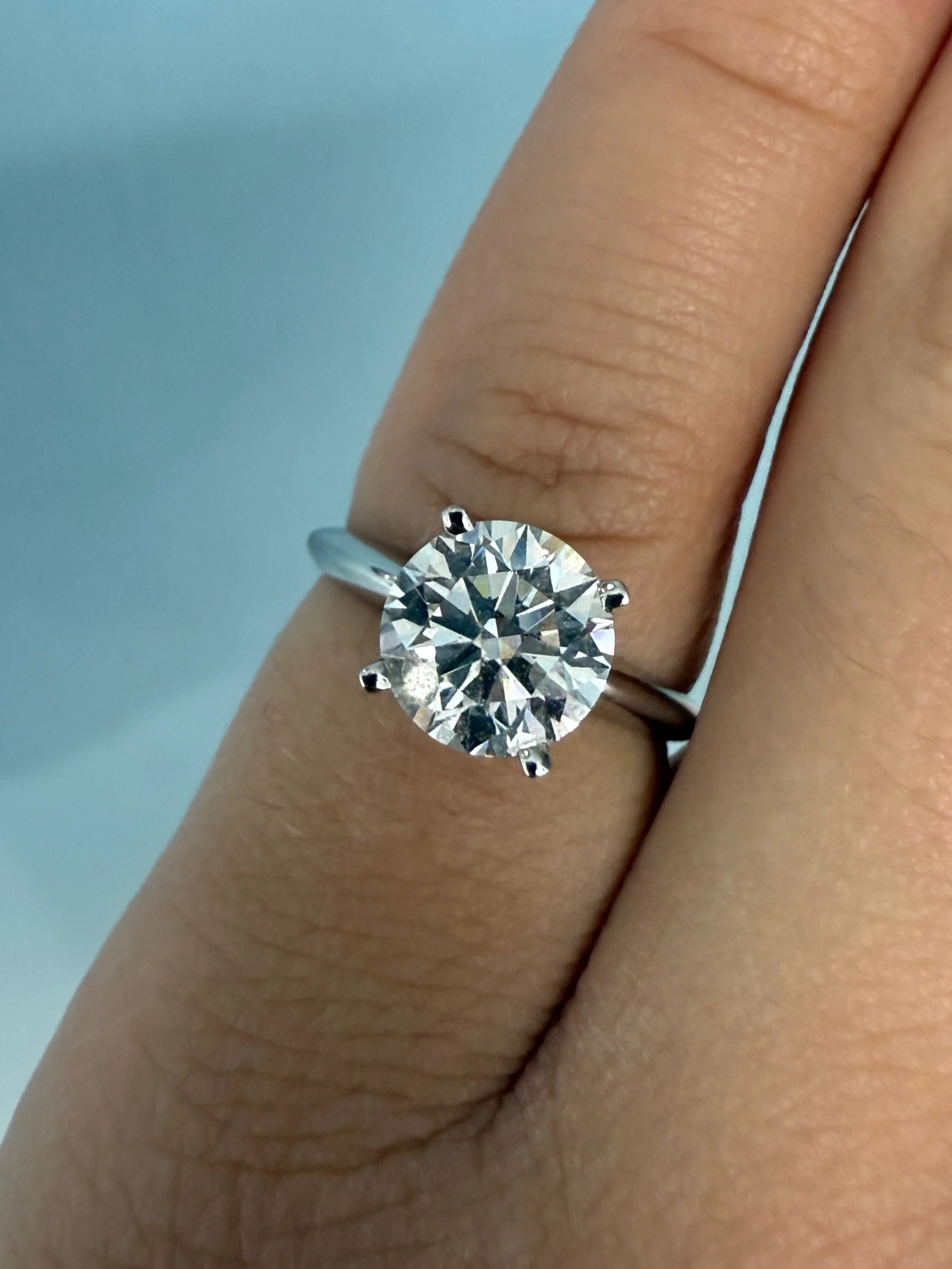 14k White Gold Solitaire 2.11CT Diamond Ring- Size 5.75