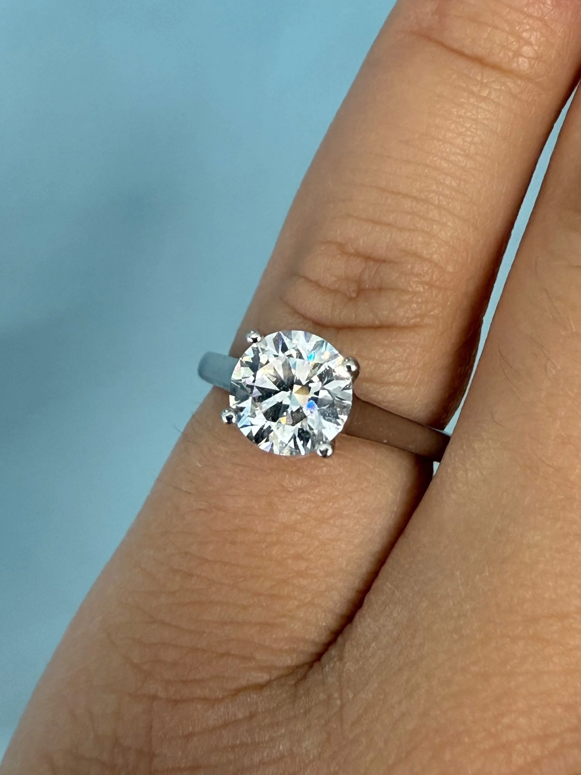 14k White Gold Solitaire 1.63CT Diamond Ring- Size 5.5