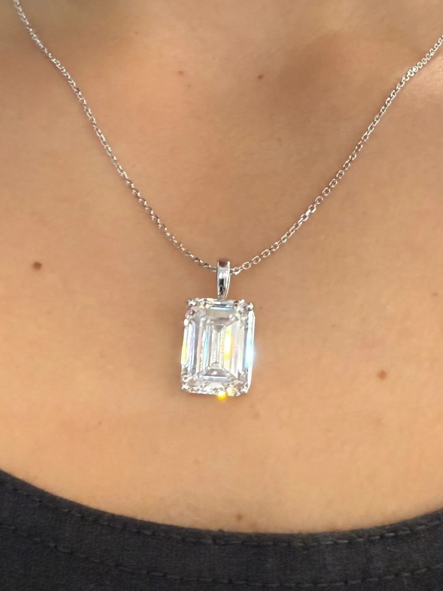 14k White Gold Lab Grown 12.74CT Diamond Necklace