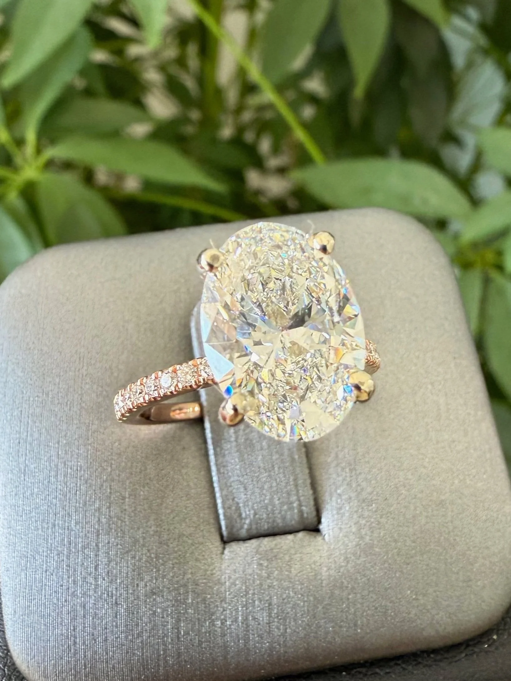 14k Yellow Gold Lab Grown Oval Brilliant 4.57CT Diamond Ring- Size 7