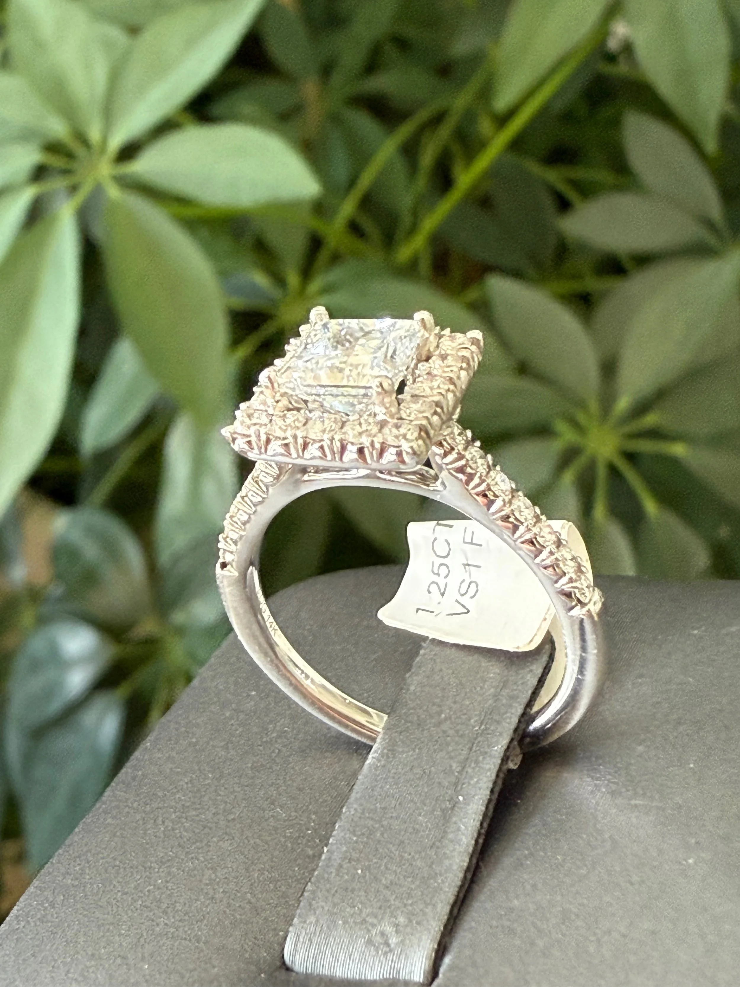 14k White Gold Princess Cut 2CT Diamond Ring- Size 7
