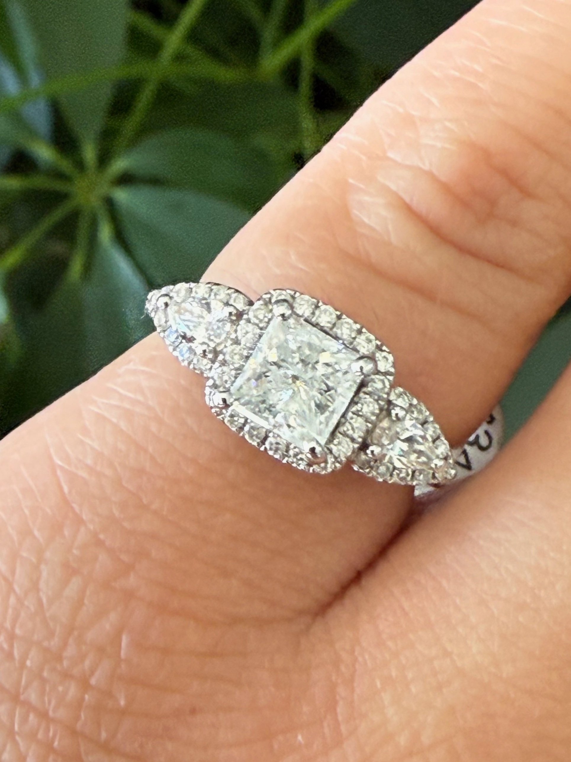 14k White Gold Princess Cut 2CT Diamond Ring- Size 5