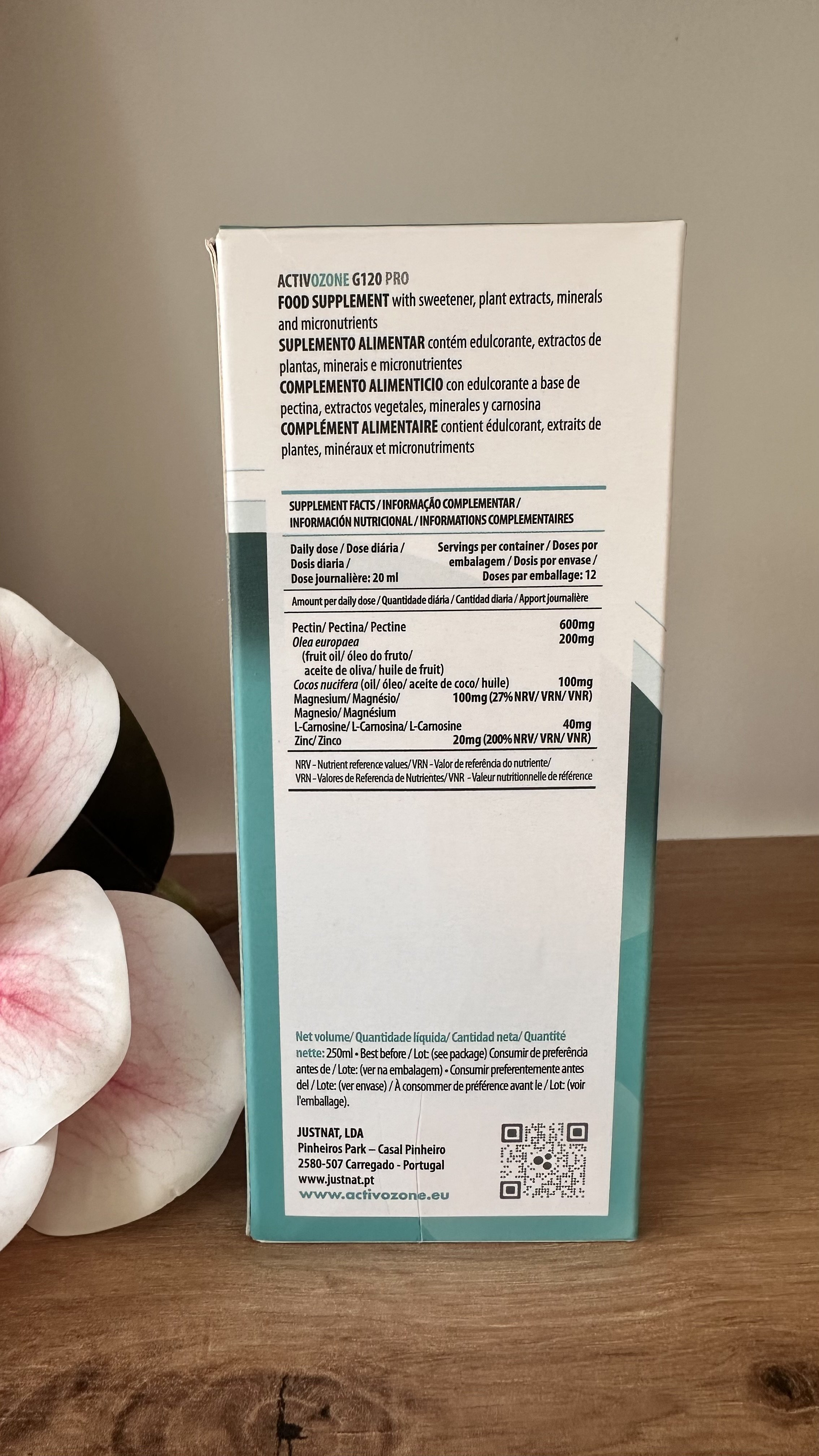 Close nos ingredientes naturais do Activozone G120 Pro, mostrando os componentes que contribuem para sua eficácia na saúde gástrica..