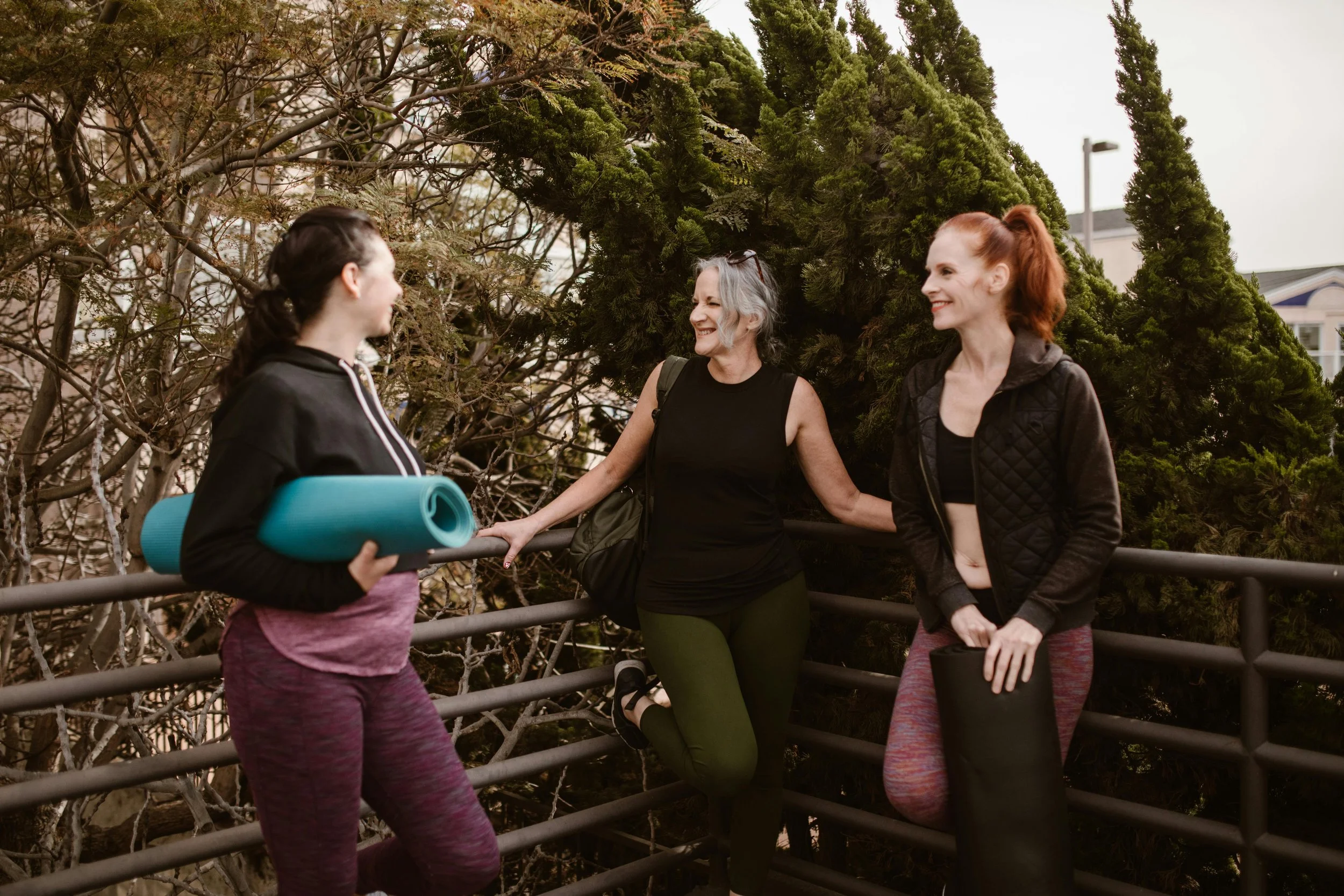 Joint safe morning mobility routine for perimenopause relief after pilates class holidng pilates mats