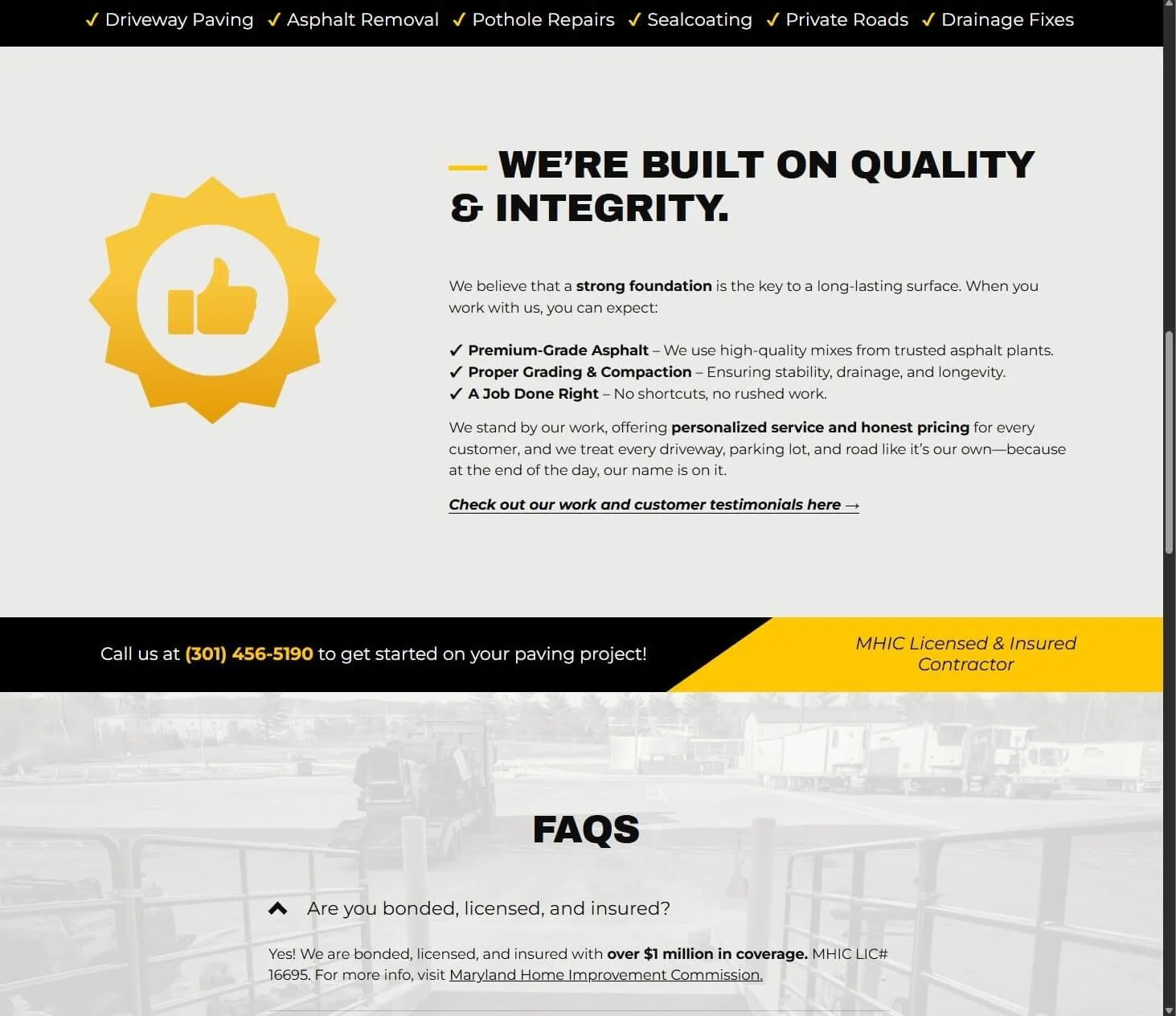paving website quality page