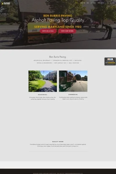 Original website design for Silver Spring, Maryland asphalt paving company website