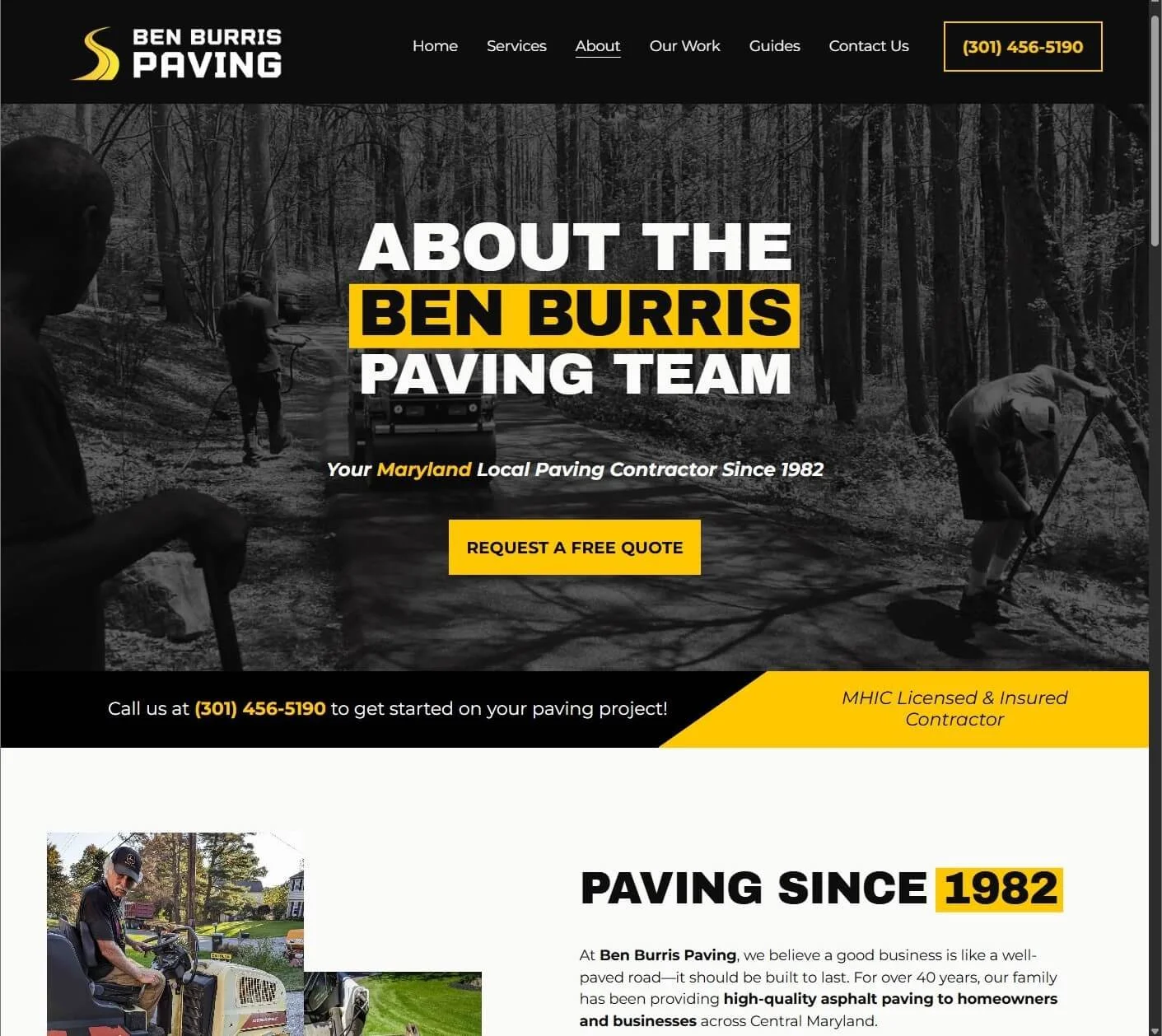 paving website about page