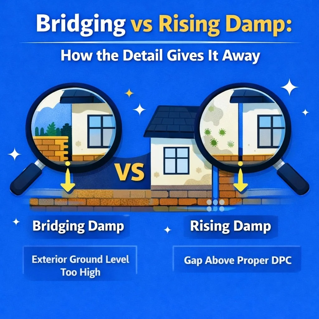 Bridging vs Rising Damp: How the Detail Gives It Away