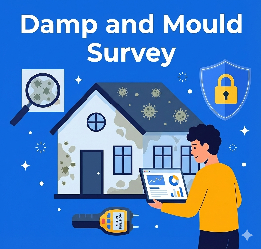 image of a surveyor inspecting a mould infested house