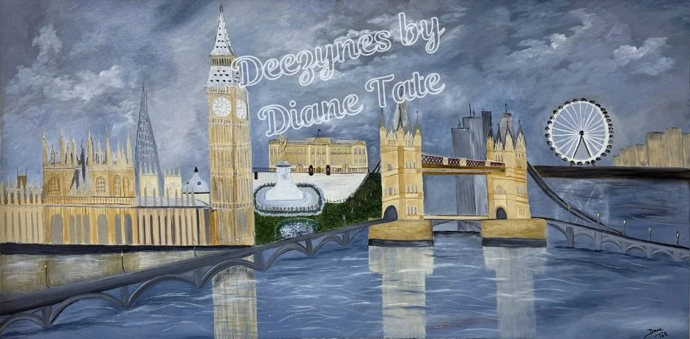 London Dreamscape depicts the city of London in oil on stretched canvas. 48” X 24”. Go to Diane’s site on Fine Art America to purchase canvas prints. 