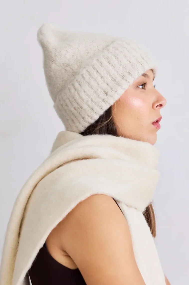Brushed Beanie Hat | Pebble Beige