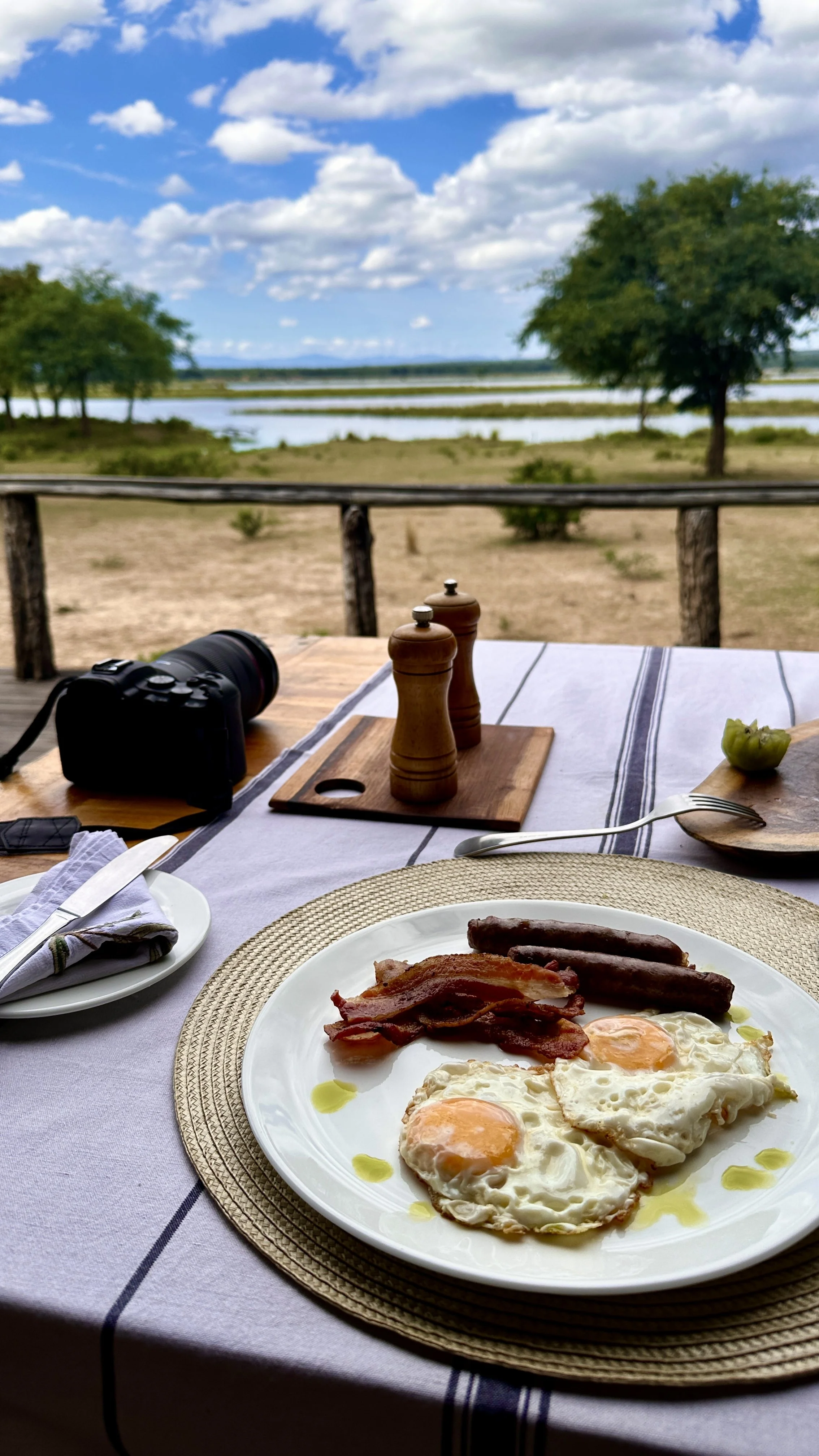 Breakfast or brunch served at Anabezi Camp in the Lower Zambezi