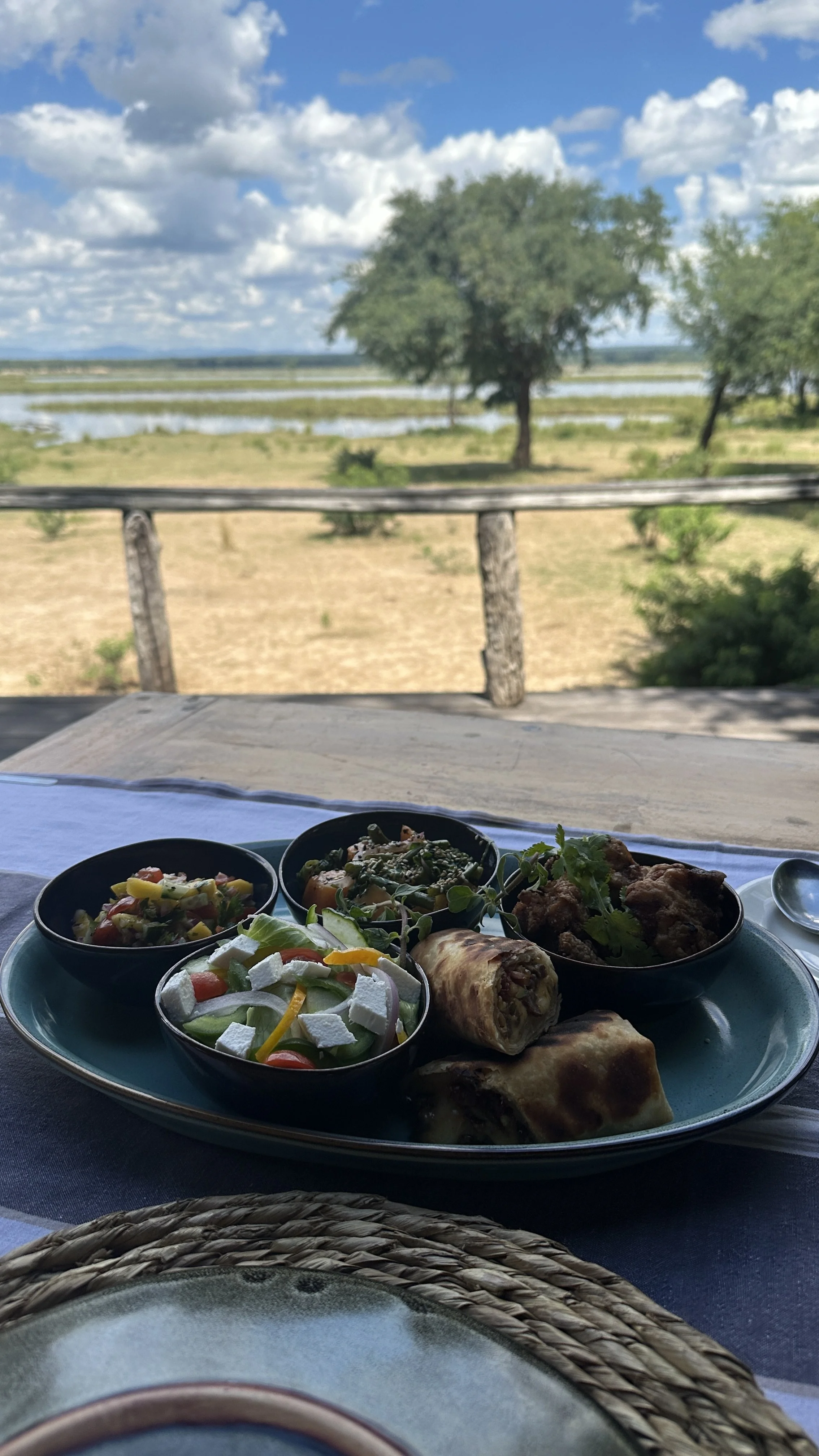 Three-course dinner service at Anabezi Camp