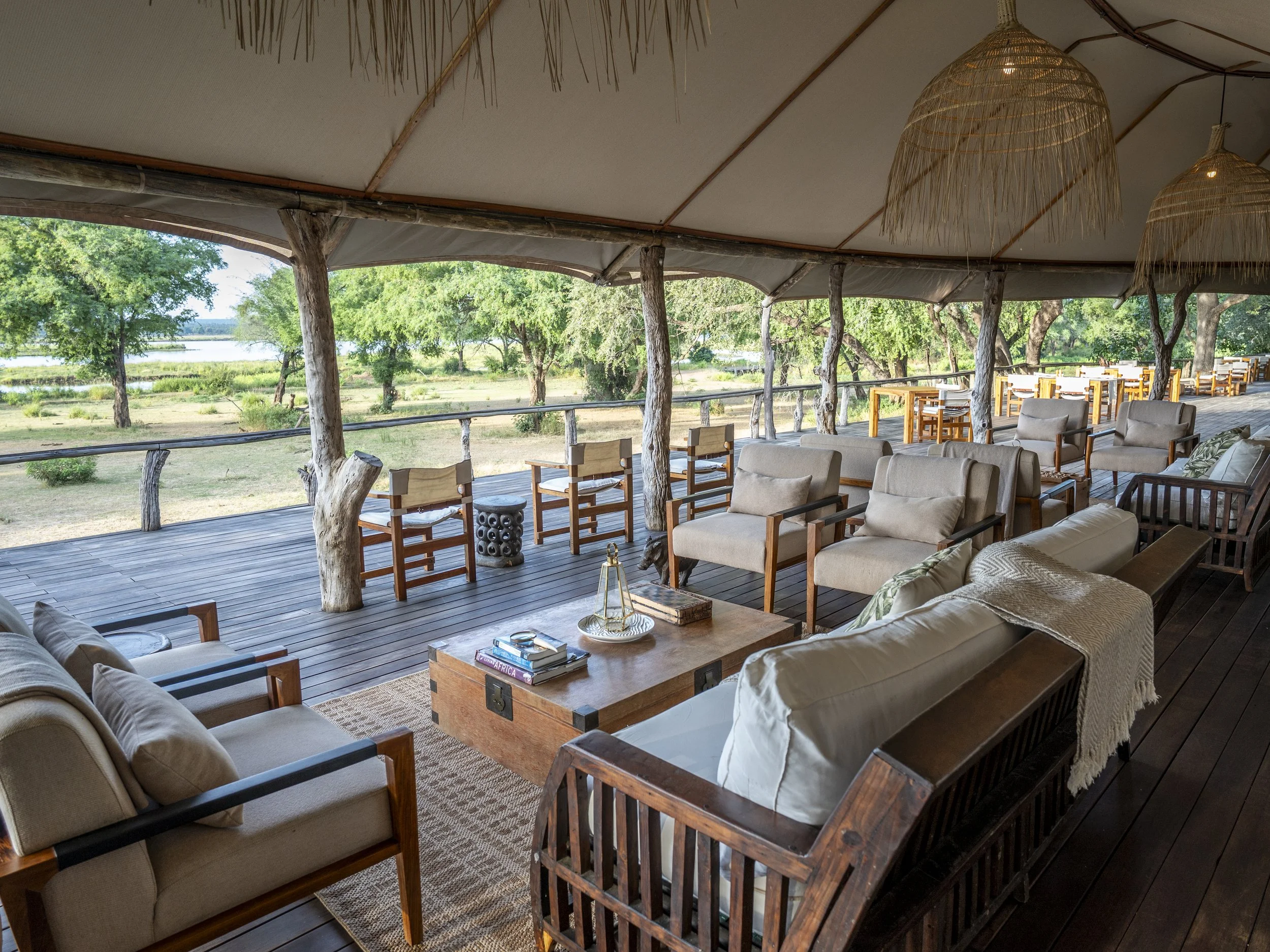 Main area at Anabezi Camp overlooking the Lower Zambezi landscape