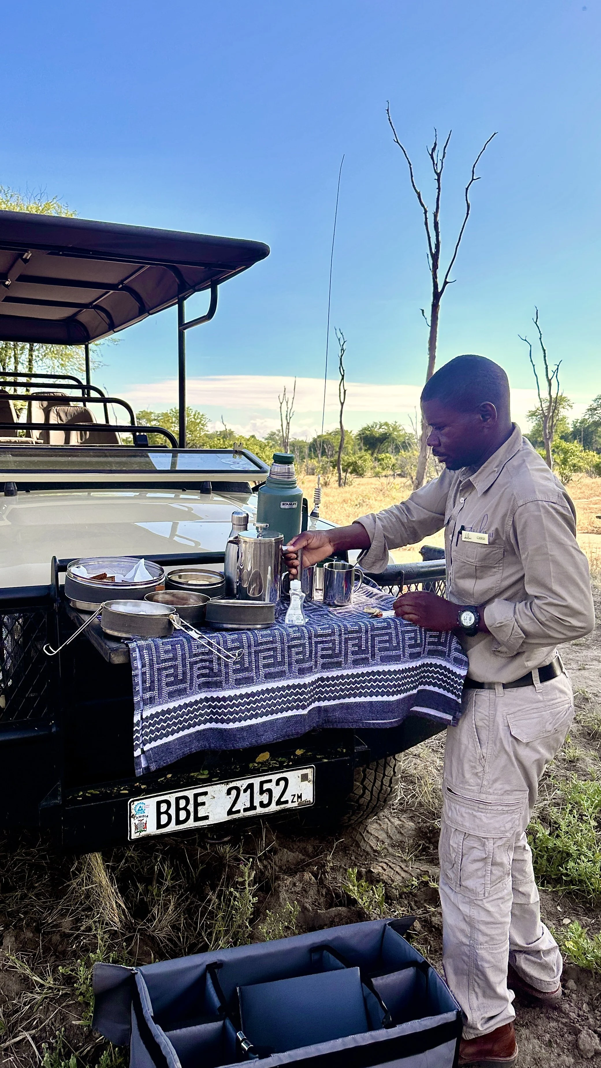 Morning coffee and snacks on safari from Anabezi Camp