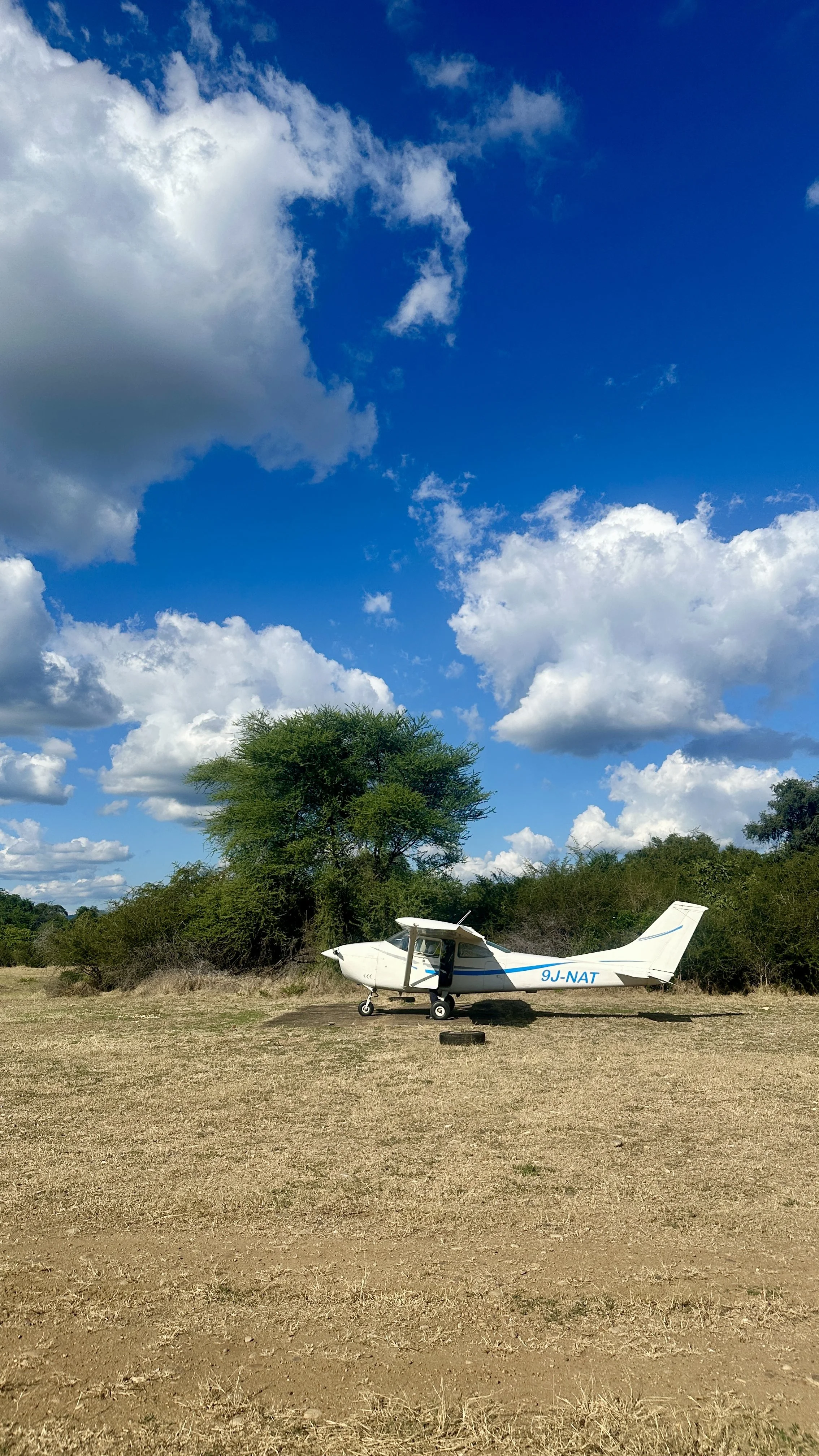 Light aircraft arrival for Anabezi Camp in Lower Zambezi National Park