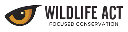 Logo with a stylized animal eye, featuring the words "Wildlife Act" and the phrase "Focused Conservation" underneath.