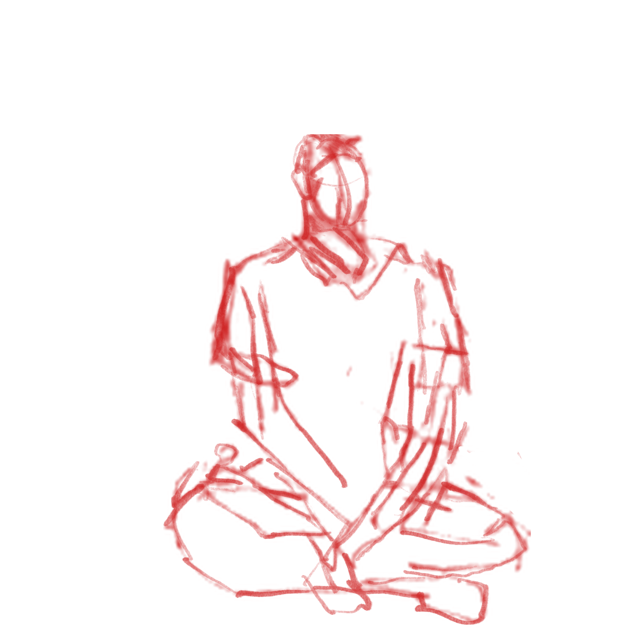 Geometric drawing of an outline square with sections divided by vertical, horizontal, and circle lines.
