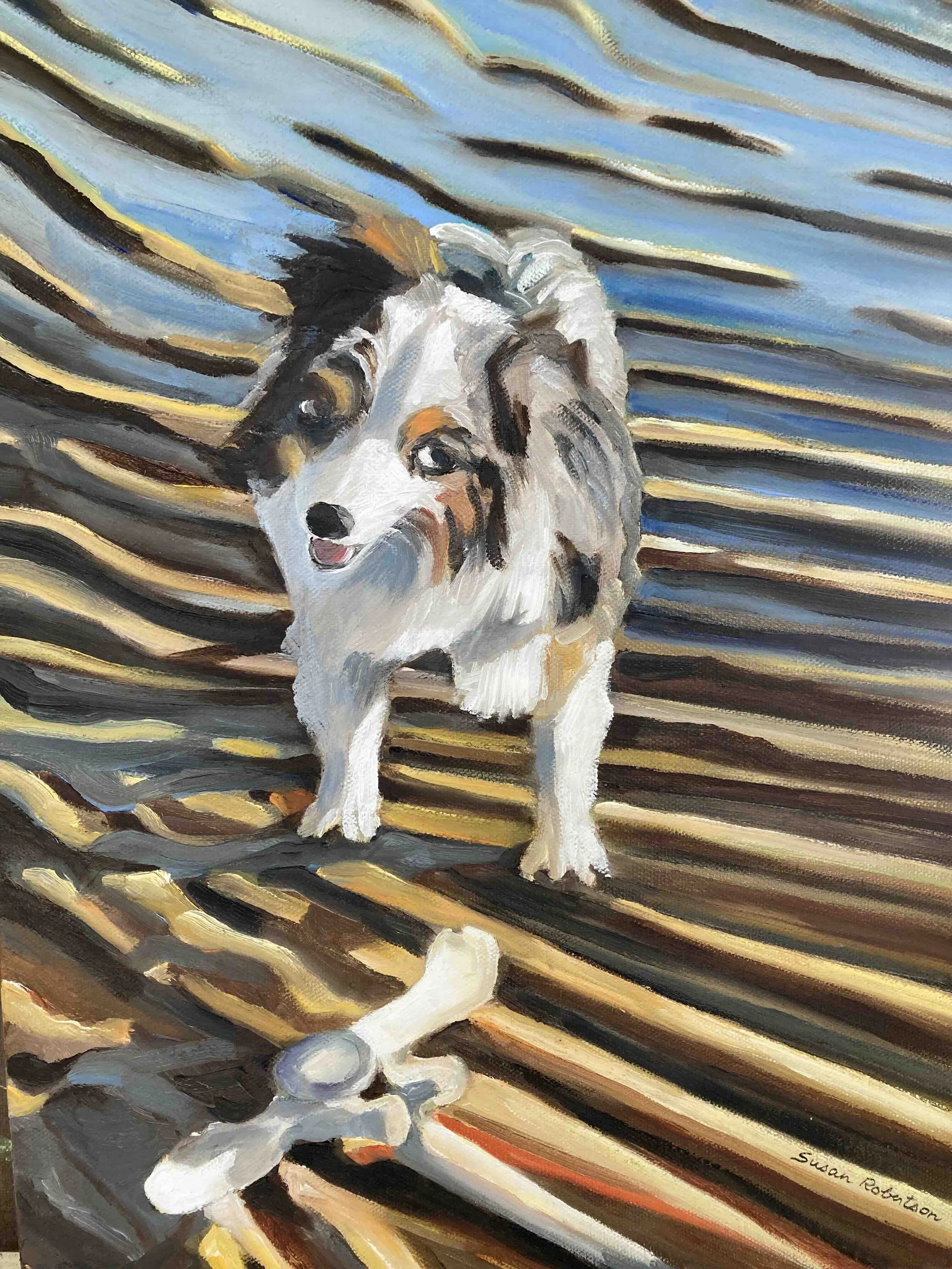 Olie and his treasure, 12"x16”, oil on canvas (private collection).
