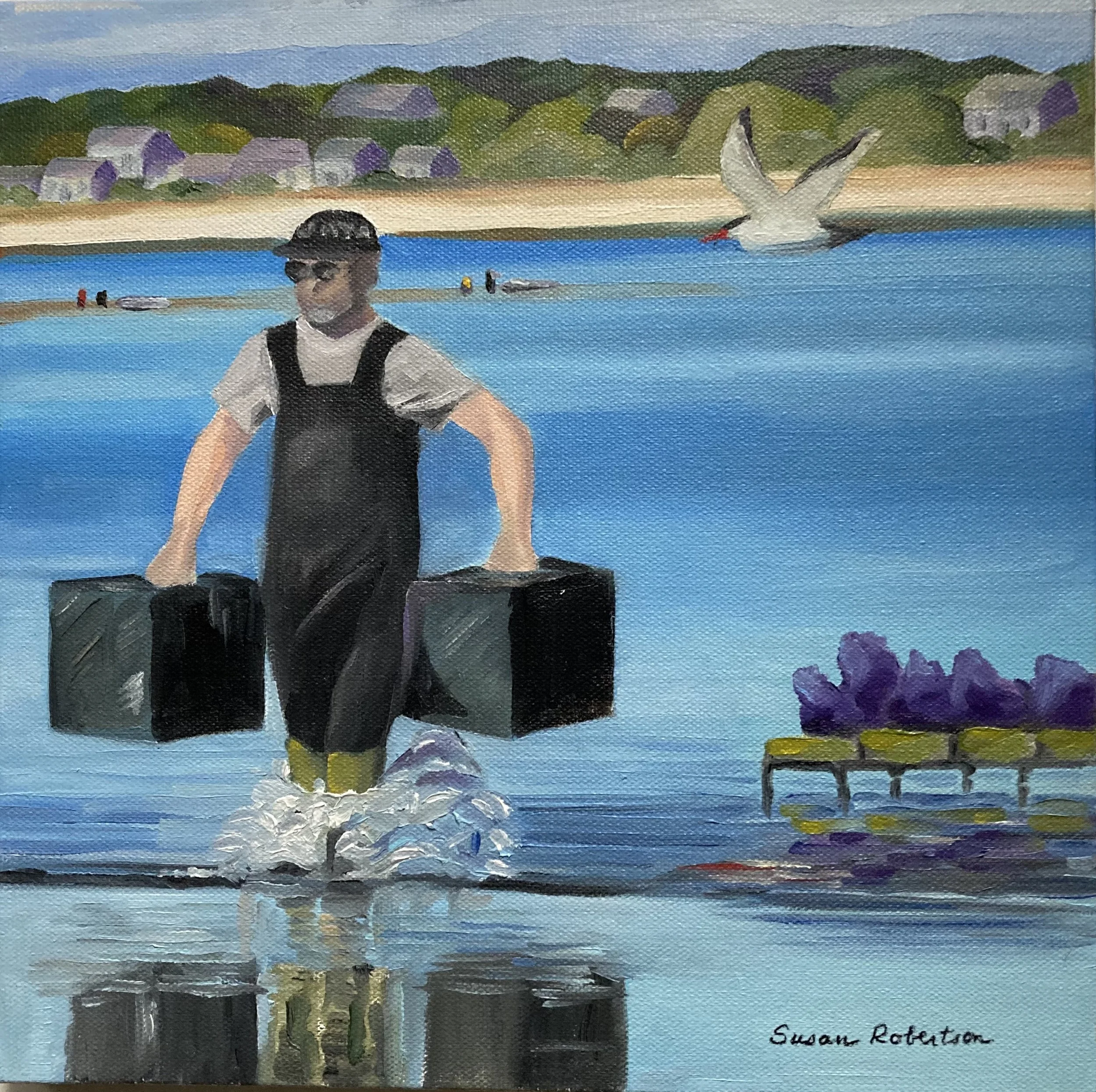 Paul and the Caspian Tern, 12”x12”, oil on canvas, 2025.