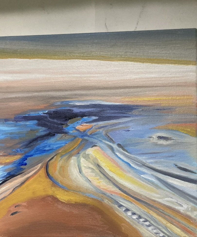Low tide at Mayo’s Beach, 12”x12”, oil on canvas, 2026.