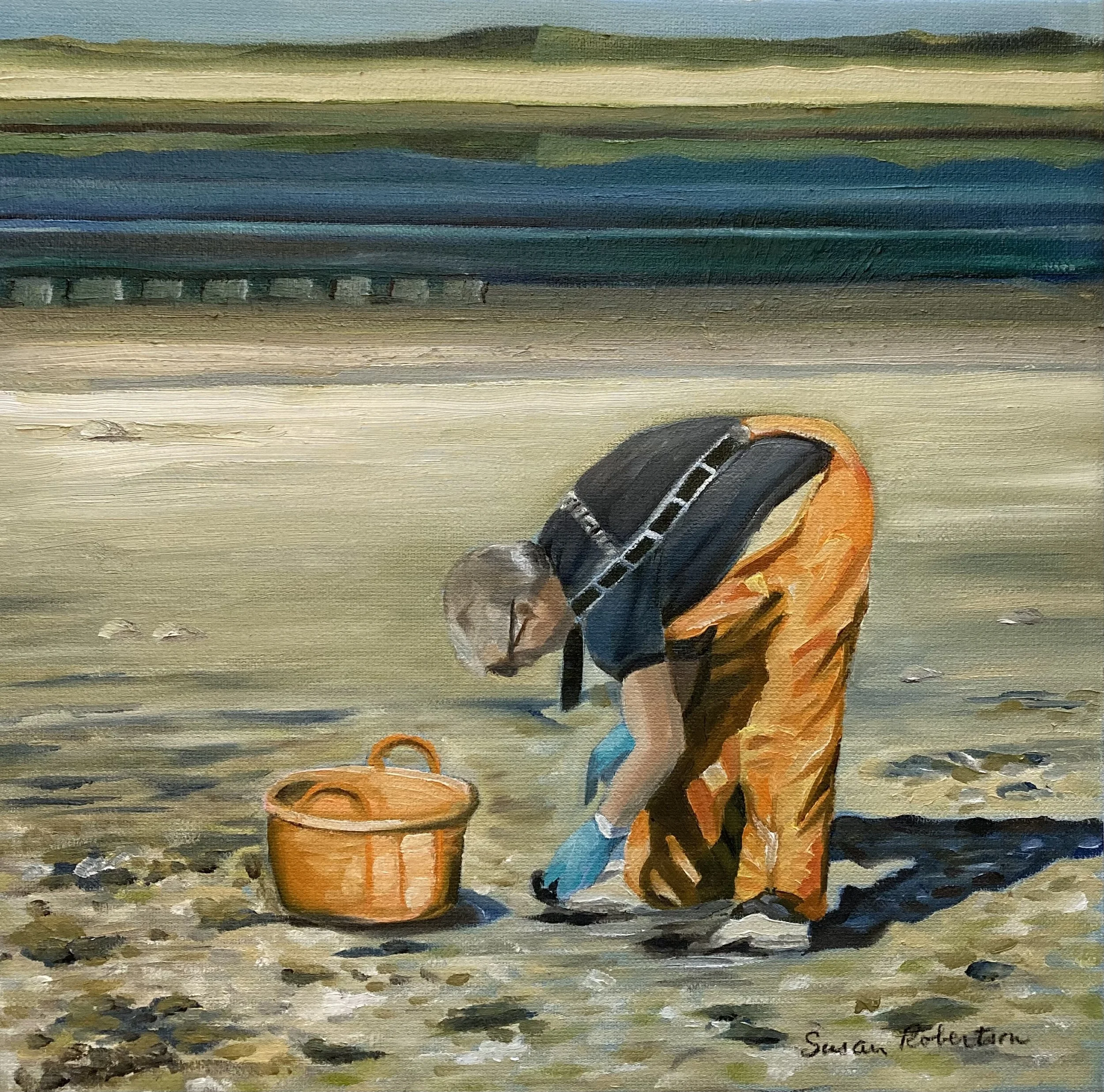 Ethan at his grant, 12”x12”, oil on canvas, 2025.