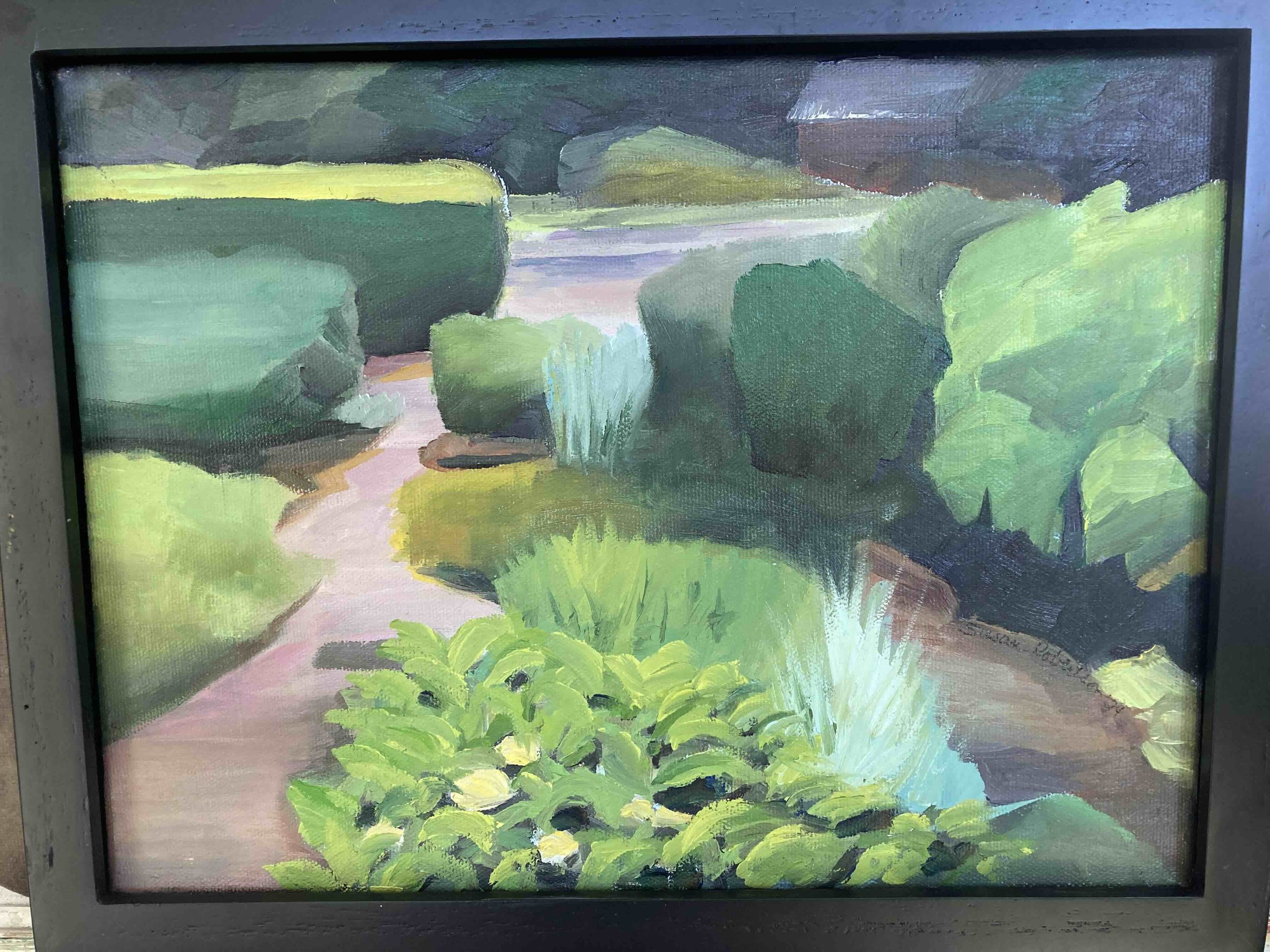Susan’s garden, 9"x12”, oil on canvas (private collection).
