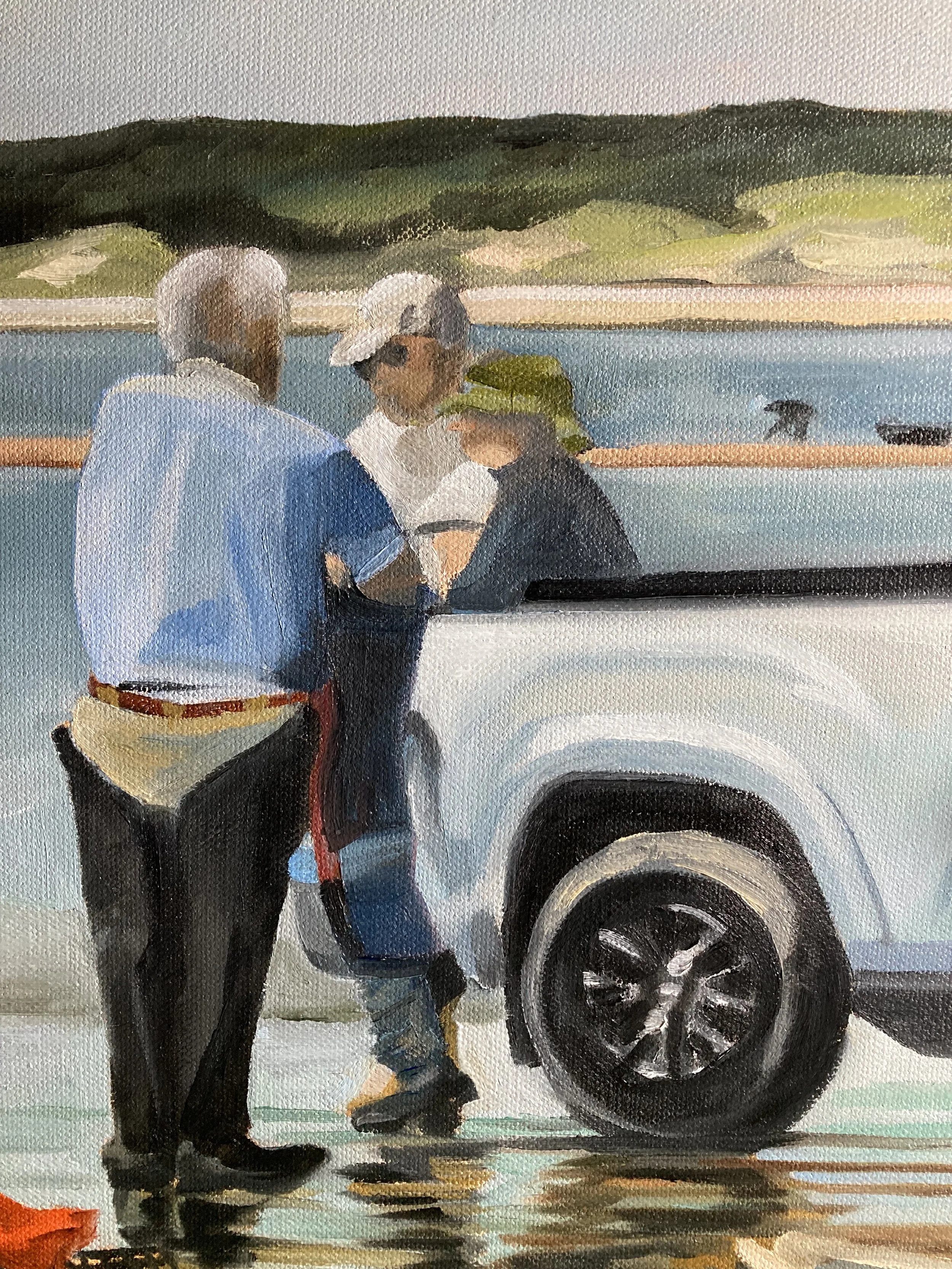 Michael and friends, 12”x12”, oil on canvas, 2025.