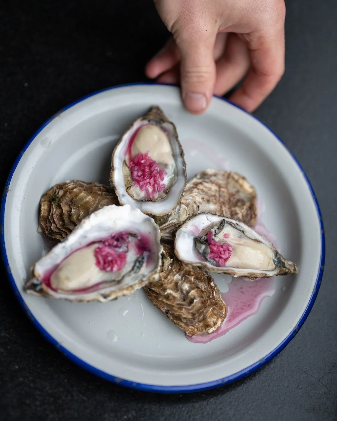 No, we don't serve lemons to our oysters 🦪
You can't grow lemons naturally in the Danish climate and since we only use Danish ingredients, you can't get lemon (or tabasco, for that matter) to your oysters. 

Instead our chefs use different sorts of 