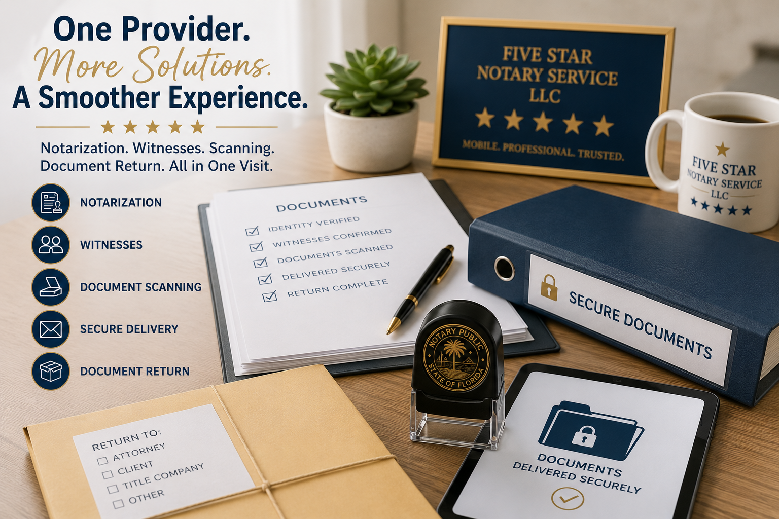 Benefits of Using One Provider for Notarization, Witnesses, Scanning, and Document Return