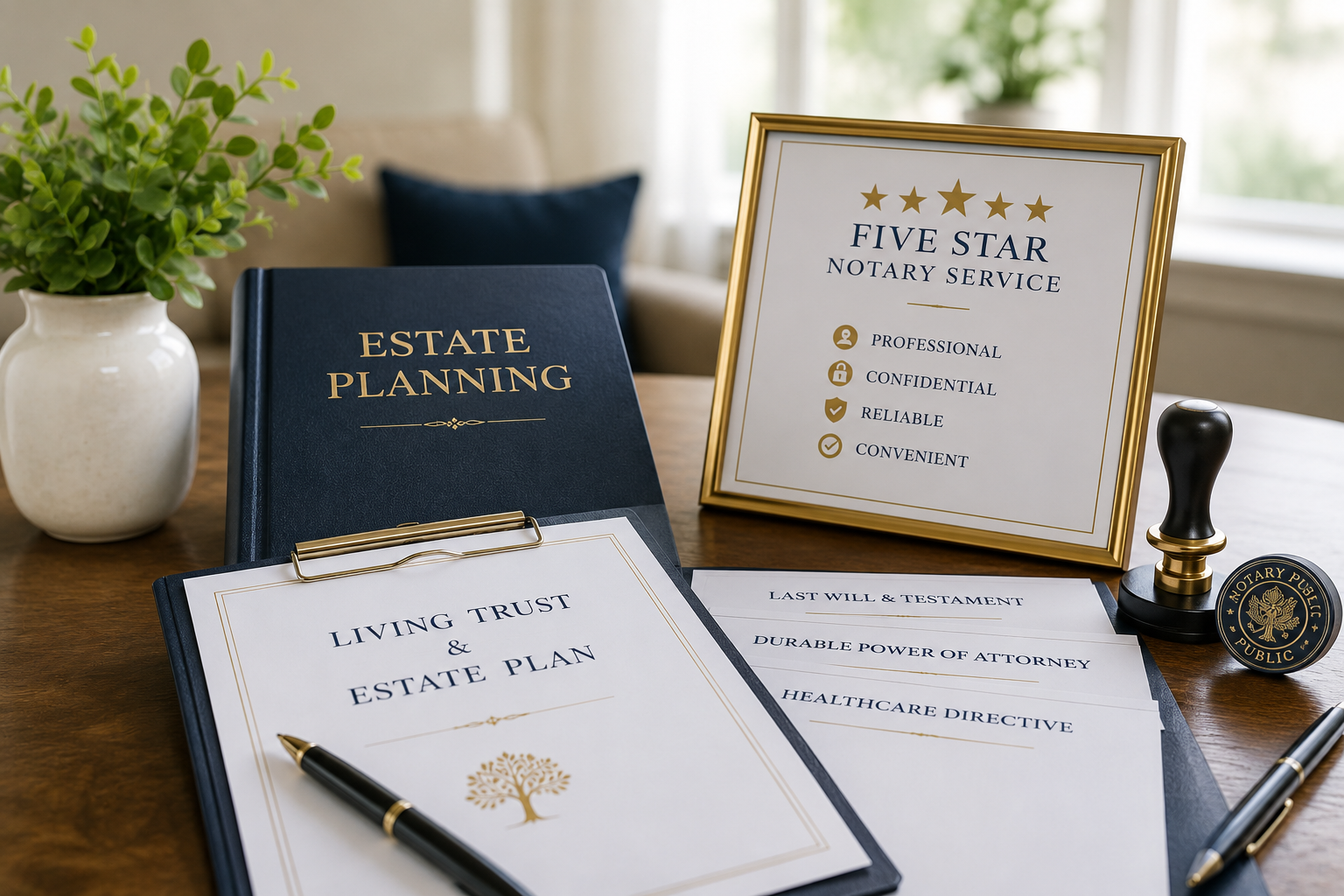 Family reviewing estate planning documents during a professional signing appointment