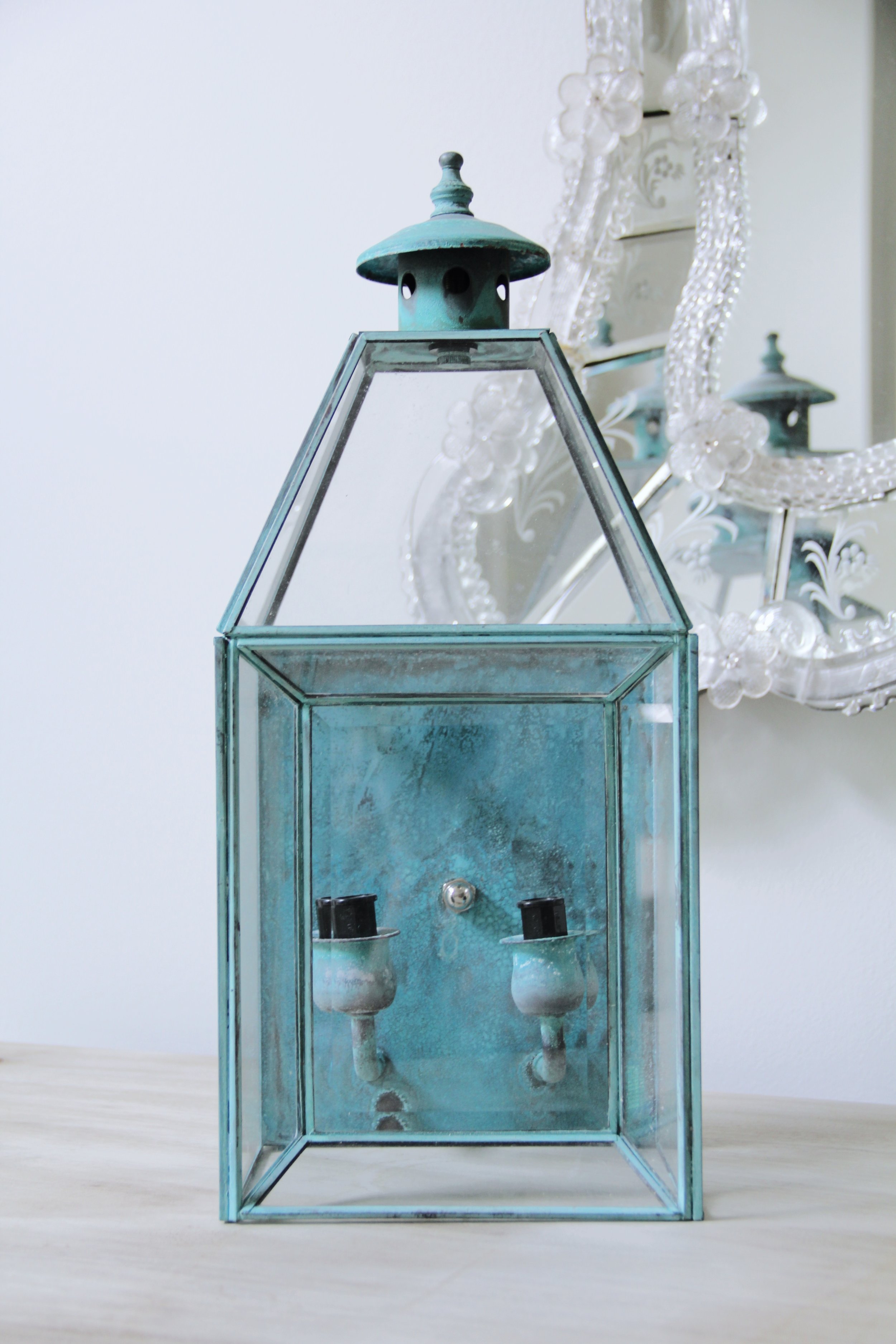 Verdigris Lantern Hardwired Sconce