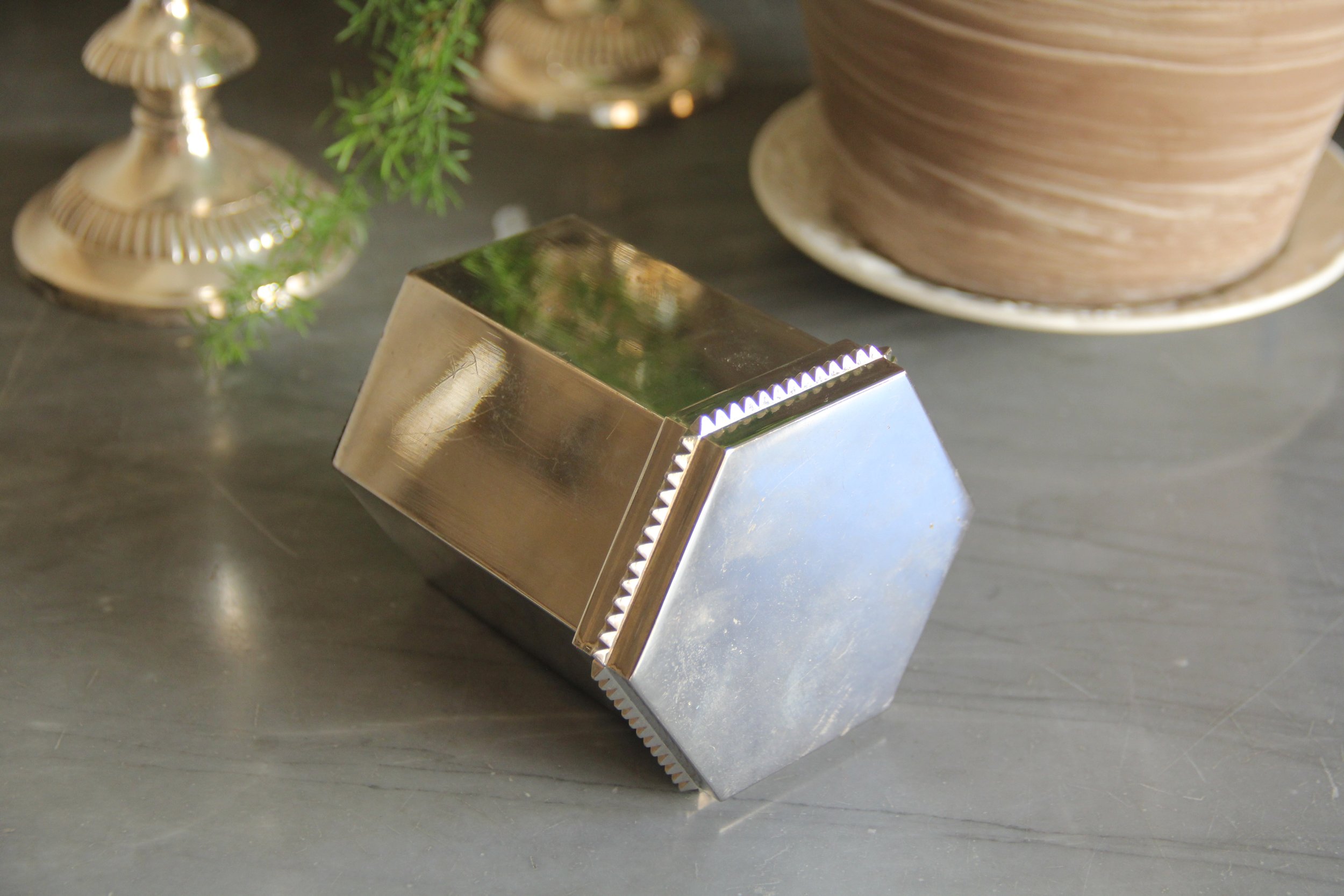 Silver Octagonal Lidded Canister