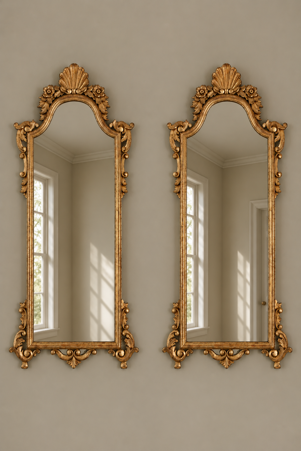 Pair of Ornate Antique Gold Gilt Mirrors