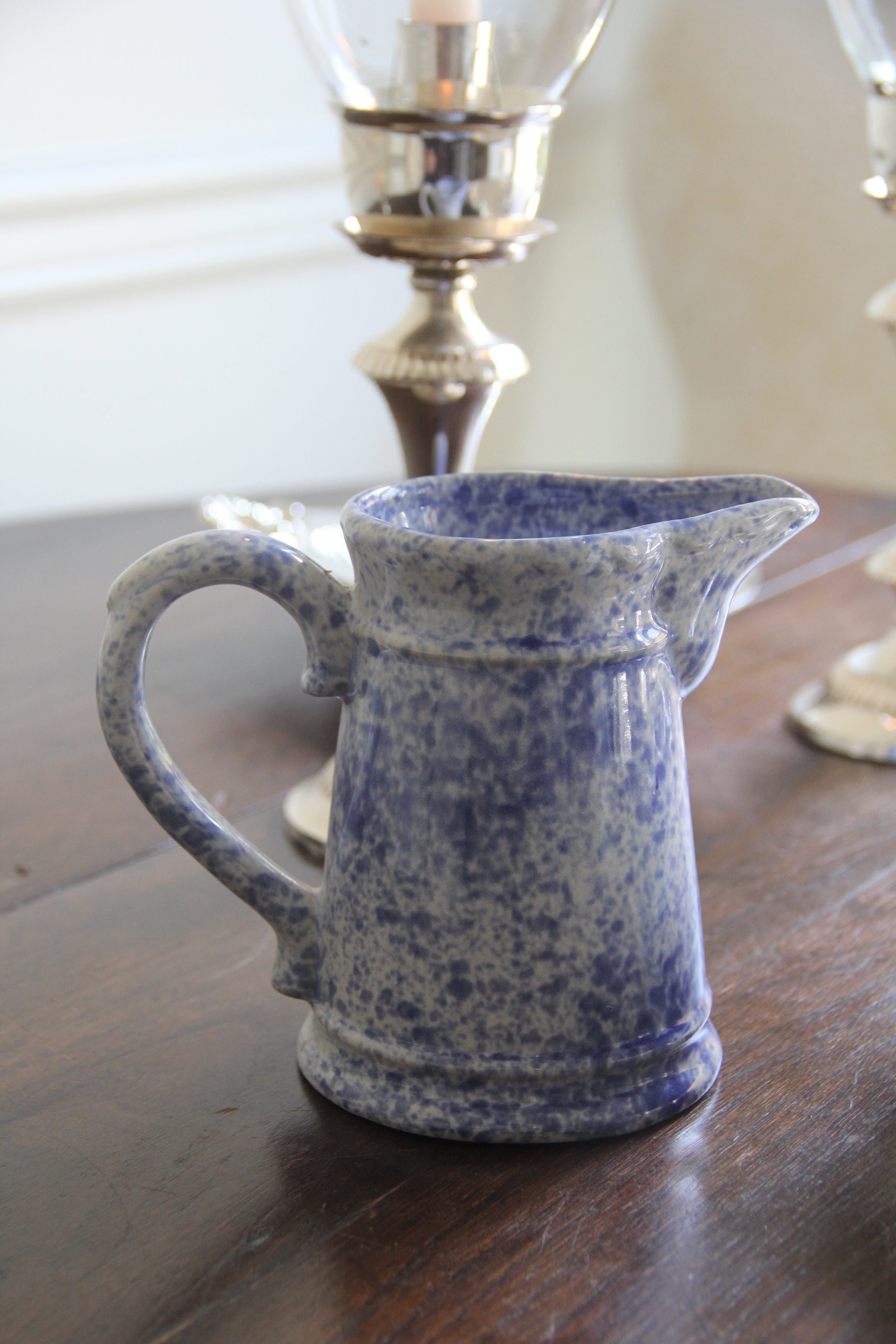 Blue Splatterware Pitcher