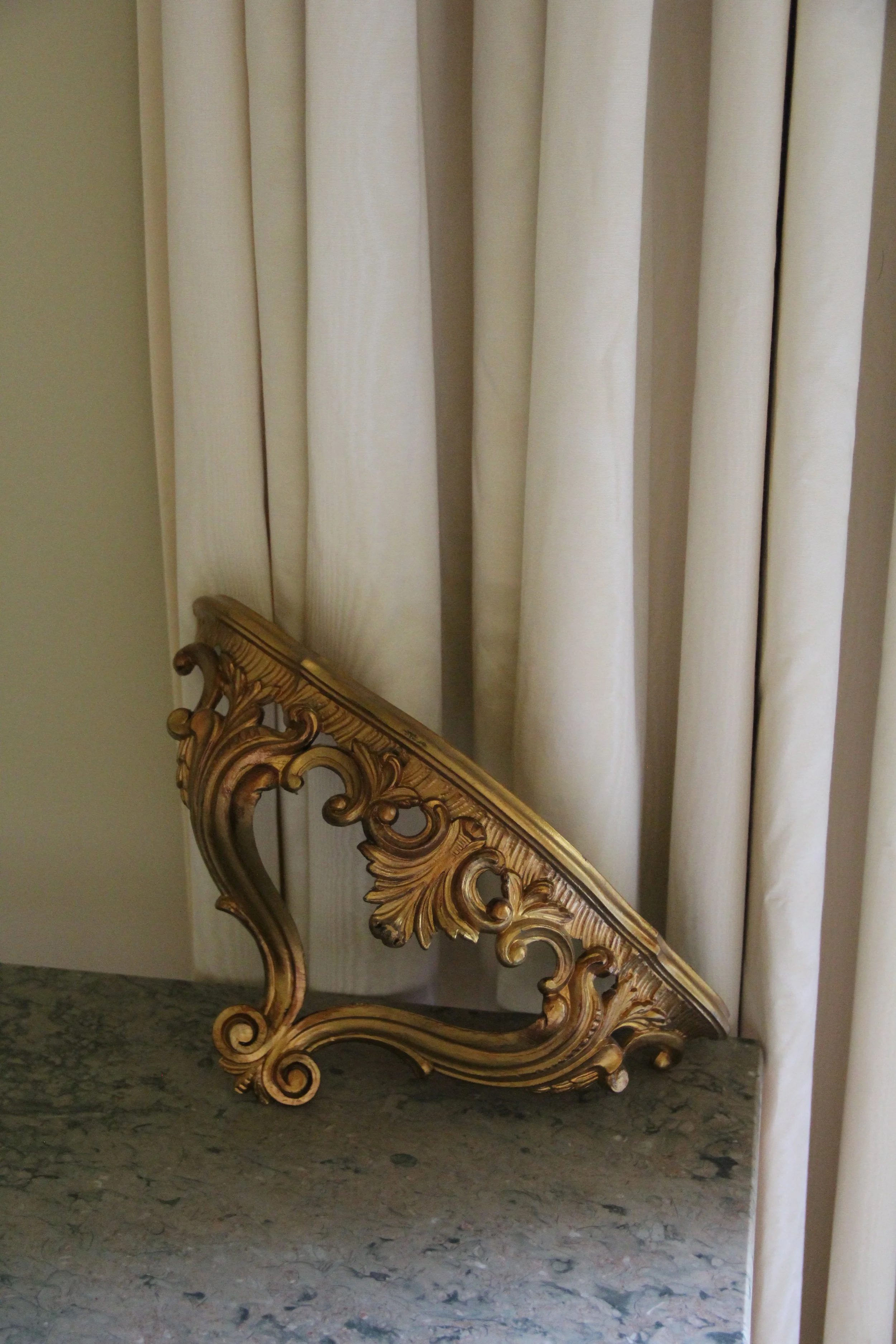Gilded Wooden Floating Wall Shelf
