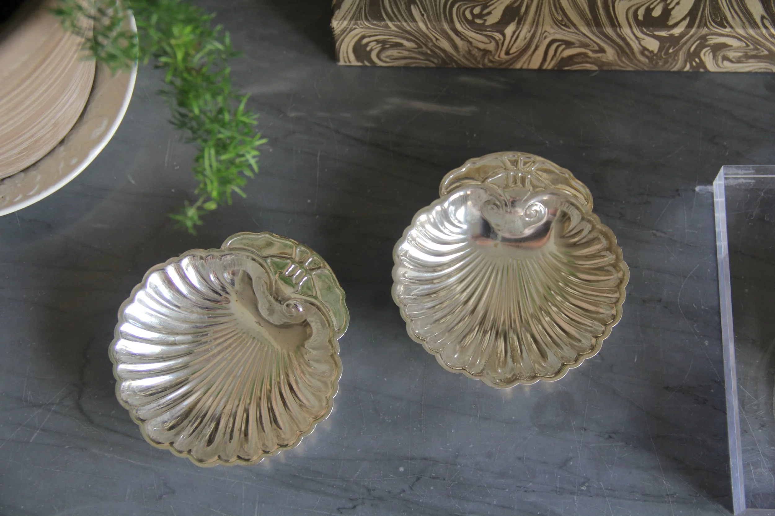 Silver Plated Shell Ring Dishes