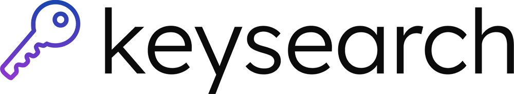 Logo featuring a blue and purple key icon next to the word 'keysearch' in black lowercase letters.