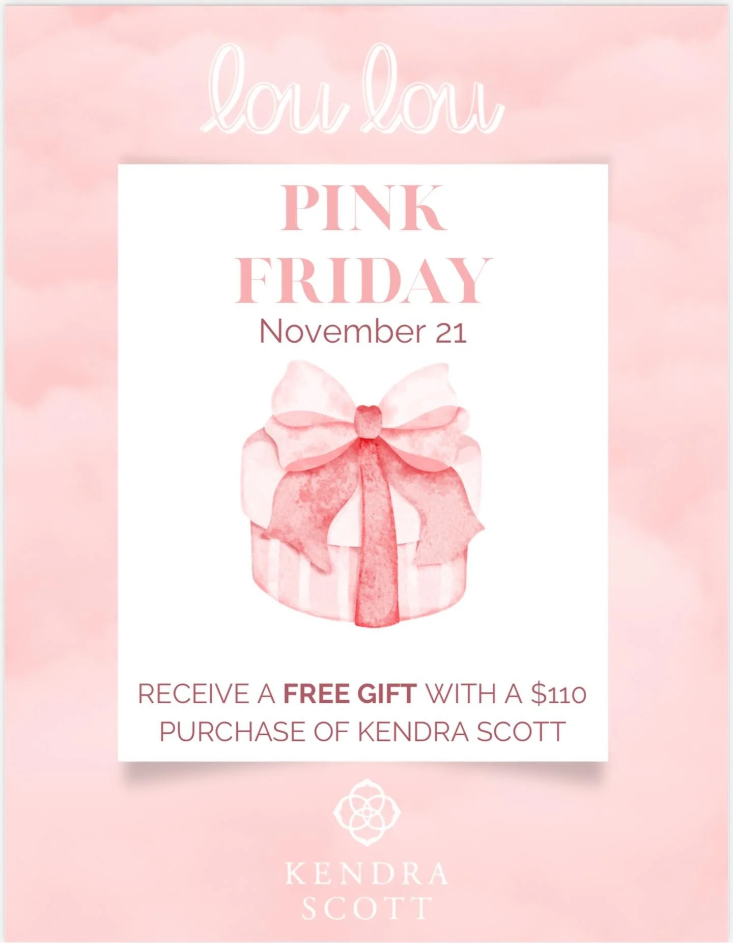 💗 PINK FRIDAY EXCLUSIVE 💗
We teamed up with Kendra Scott to bring you a FREE gift with purchase!
Yes girl&hellip; FREE. And yes&hellip; it&rsquo;s Kendra Scott 🤩✨
Support small, shop pink, and snag something gorgeous THIS FRIDAY! 11&bull;21&bull;2