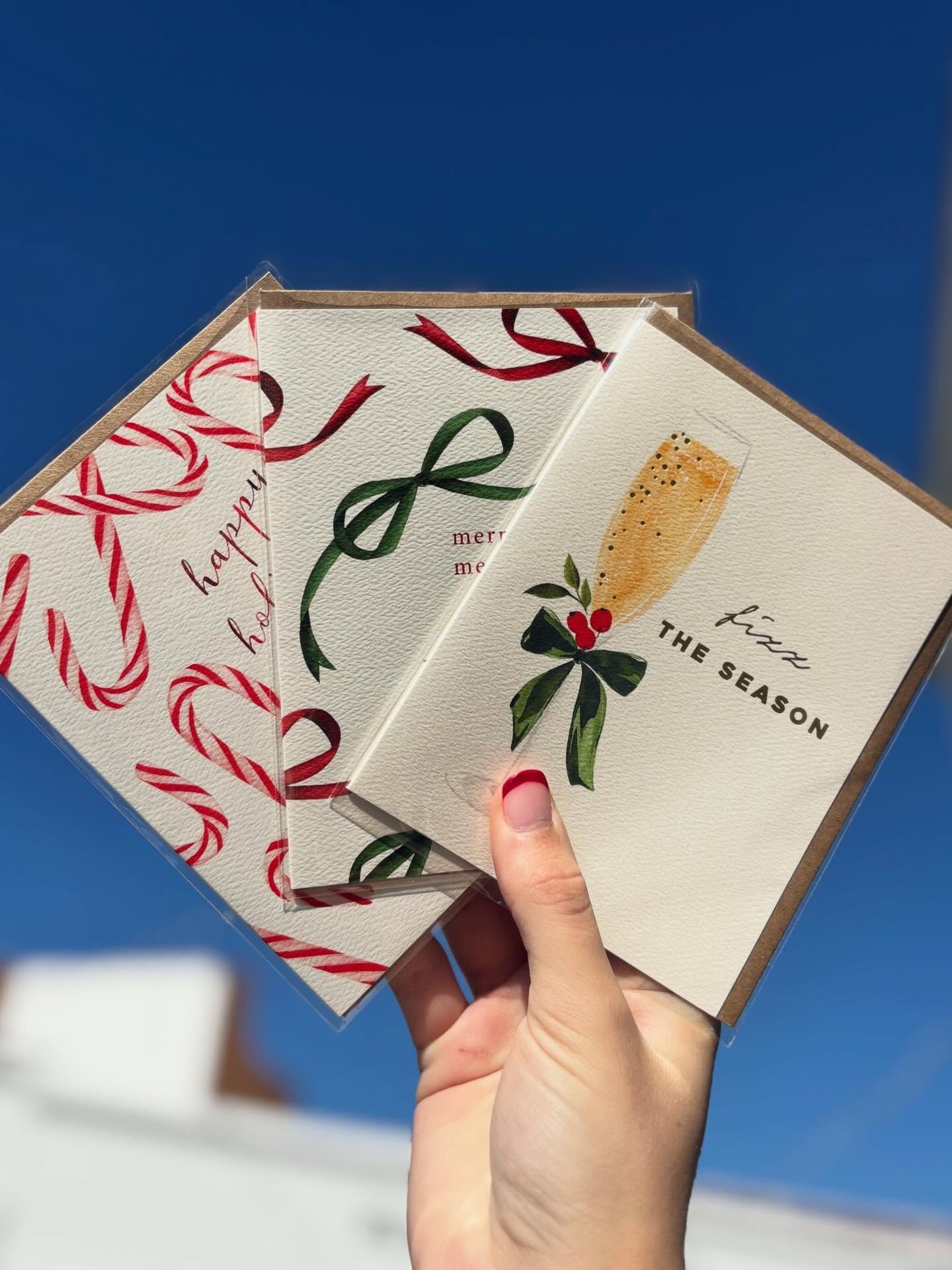 Holiday party season is here ✨ Our Christmas cards make the sweetest little add on to hostess gifts, cookie exchanges, and festive moments. 🎄💌 Come shop our holiday cards! 
.
.
.
#christmas #cards #holiday #shopsmall #shoplocal