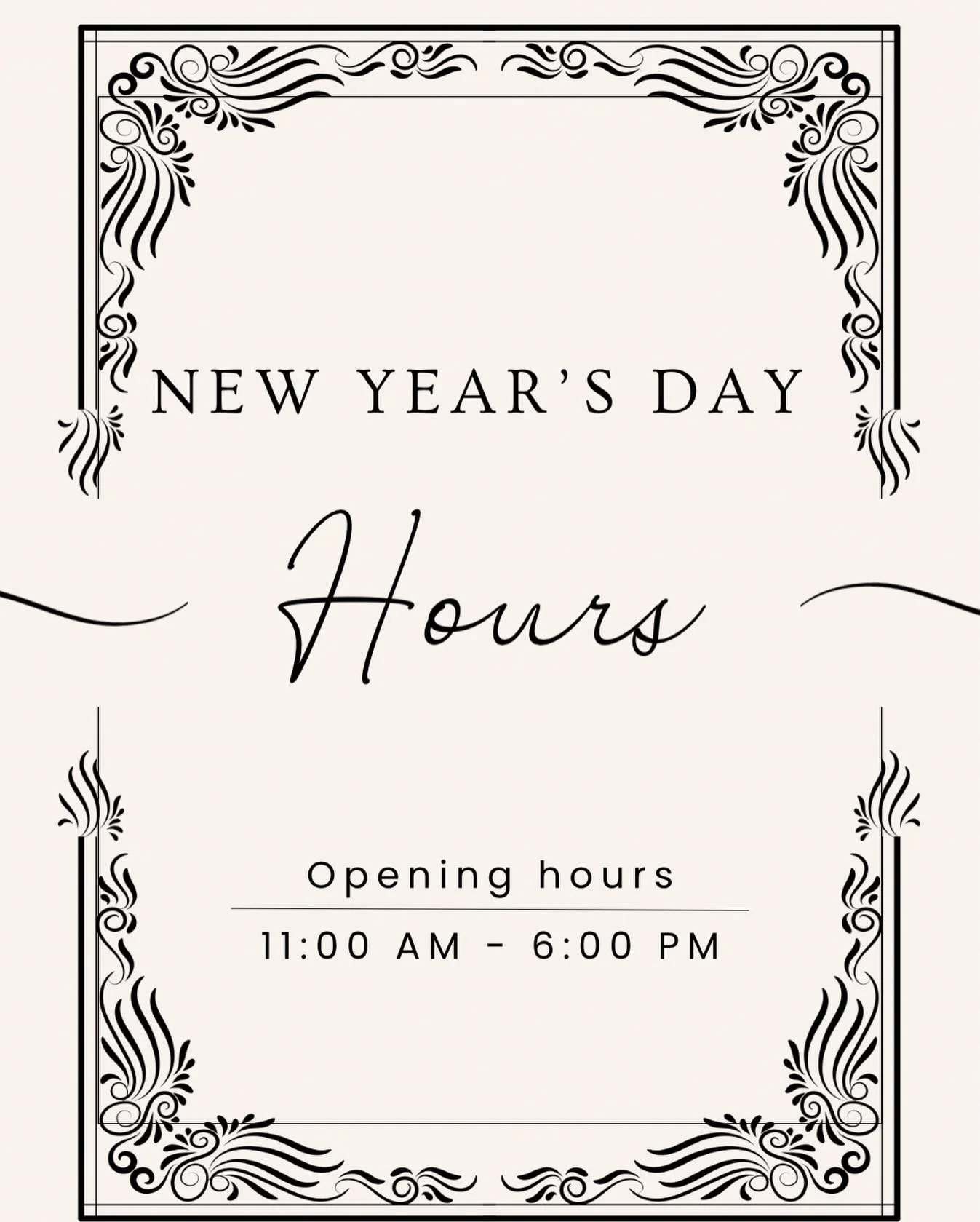 Tomorrow&rsquo;s hours at all locations 🥂
Cheers to the New Year! Come shop NYE outfits 💕