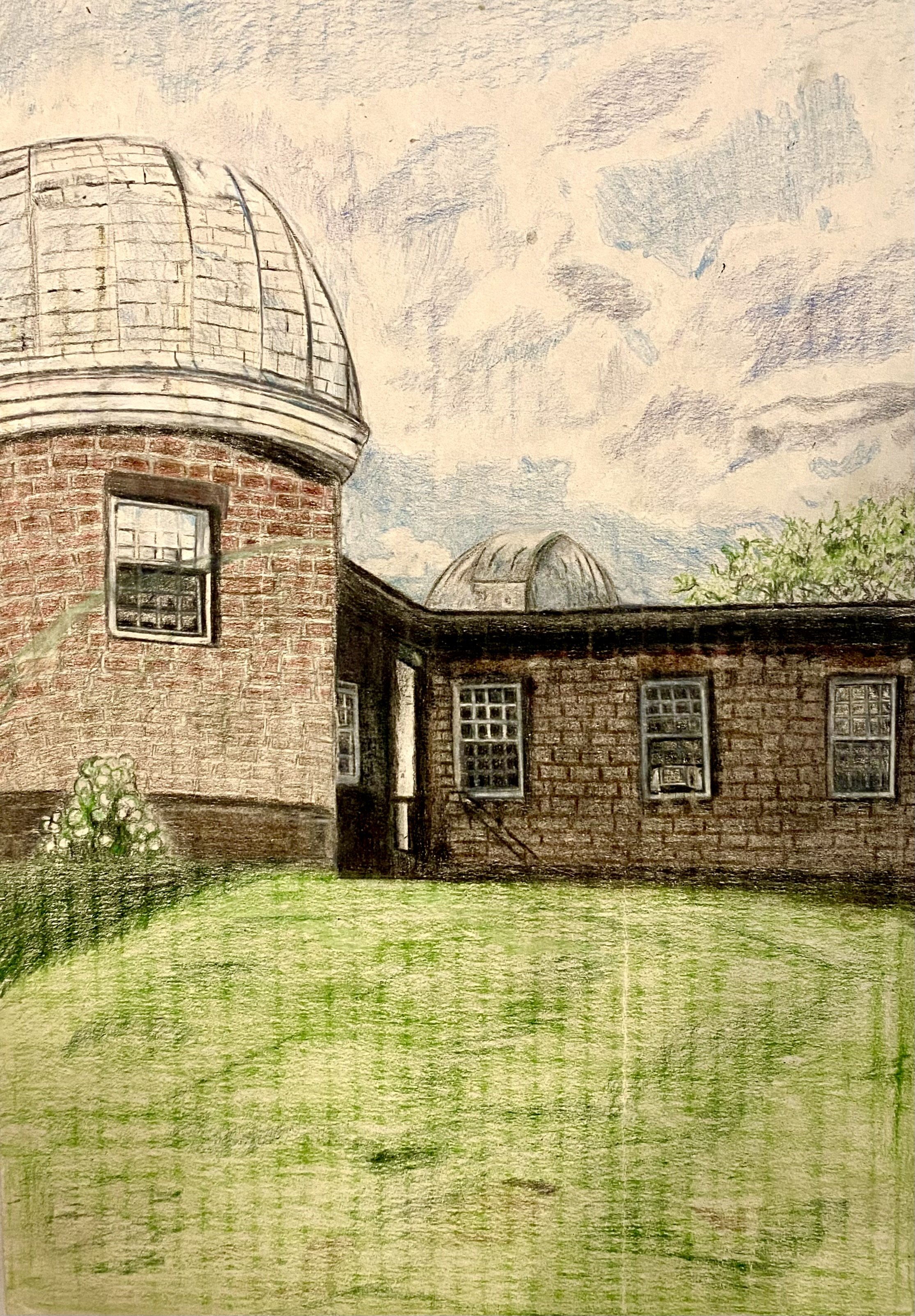Original artwork. Colored pencils on cardboard. Landscape