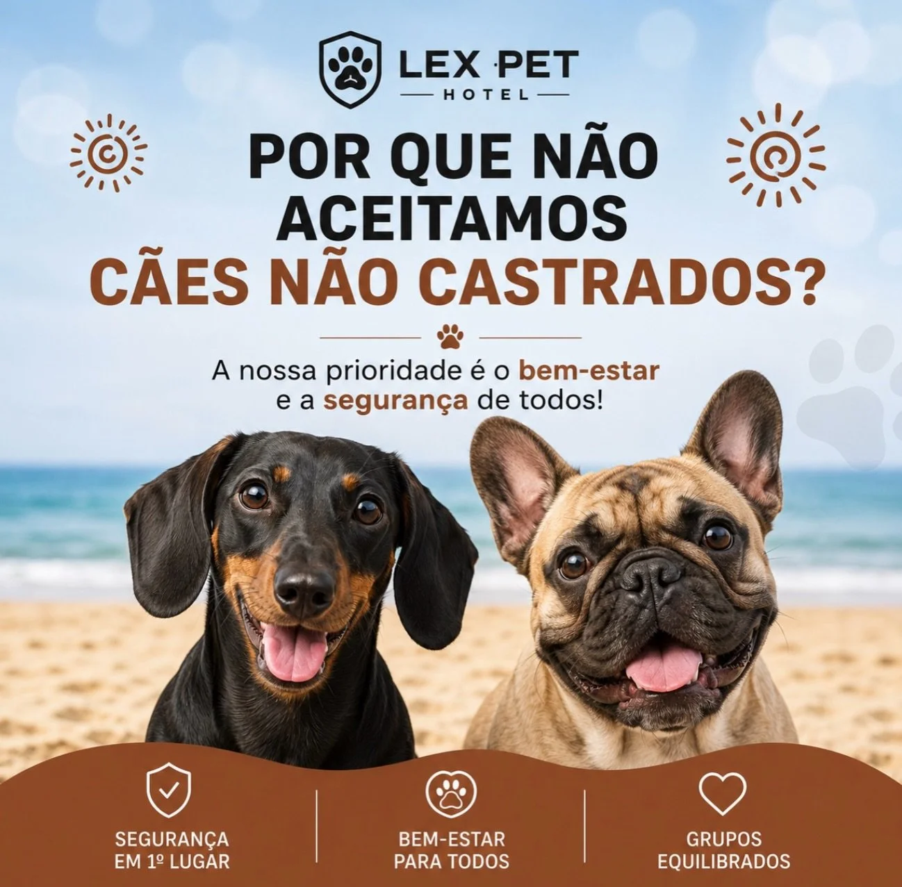 ⚠️ Na LEX PET HOTEL, priorizamos a seguran&ccedil;a, o bem-estar e o equil&iacute;brio dos grupos. 🐾

Por isso, n&atilde;o aceitamos machos n&atilde;o castrados em hotel e creche canina. Esta pol&iacute;tica ajuda-nos a garantir um ambiente mais tra