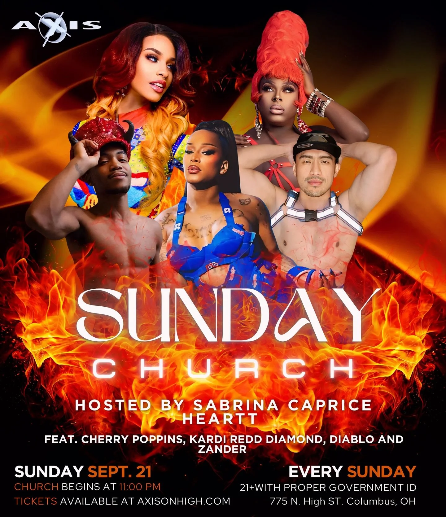 🔥 SUNDAY CHURCH 🔥

Hosted by Sabrina Caprice Heartt and featuring Cherry Poppins, Kardi Redd Diamond, Diablo &amp; Zander.

⛪️ TONIGHT | 10 PM 

Come ready to worship&hellip; the body, the beat and the drag ❤️&zwj;🔥