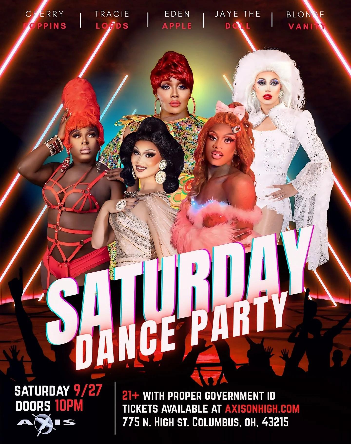 ✨ SATURDAY DANCE PARTY ✨
Hosted by the one and only Cherry Poppins 👑🔥

She&rsquo;s bringing the heat alongside Tracie Lords, Eden Apple, Jaye The Doll &amp; Blonde Vanity &mdash; and the dance floor will be HOT all night long! ❤️&zwj;🔥🔥

📅 Satur