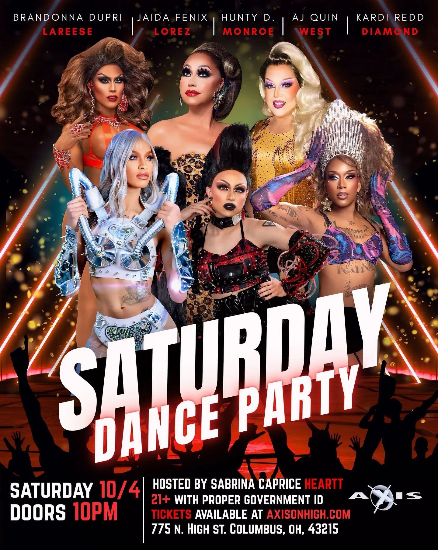SATURDAY NIGHT. THE STAGE IS YOURS.

The fiercest queens in the city are turning up the heat for our Saturday Dance Party 🔥

🎤 Hosted by Sabrina Caprice Heartt
👑 Featuring Brandonna Dupri LaReese &bull; Jaida Fenix-Lorez &bull; Hunty D. Monroe &bu